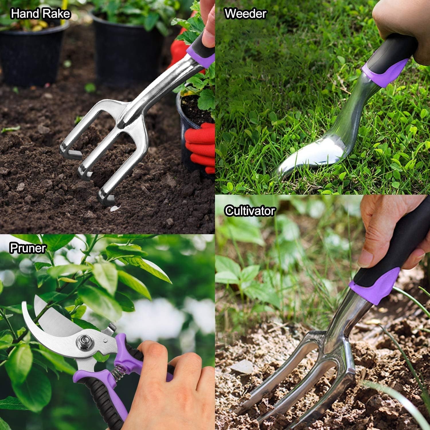 Home Garden Tools Set 30 Piece Stainless Steel Gardening Kit with Vintage Bag