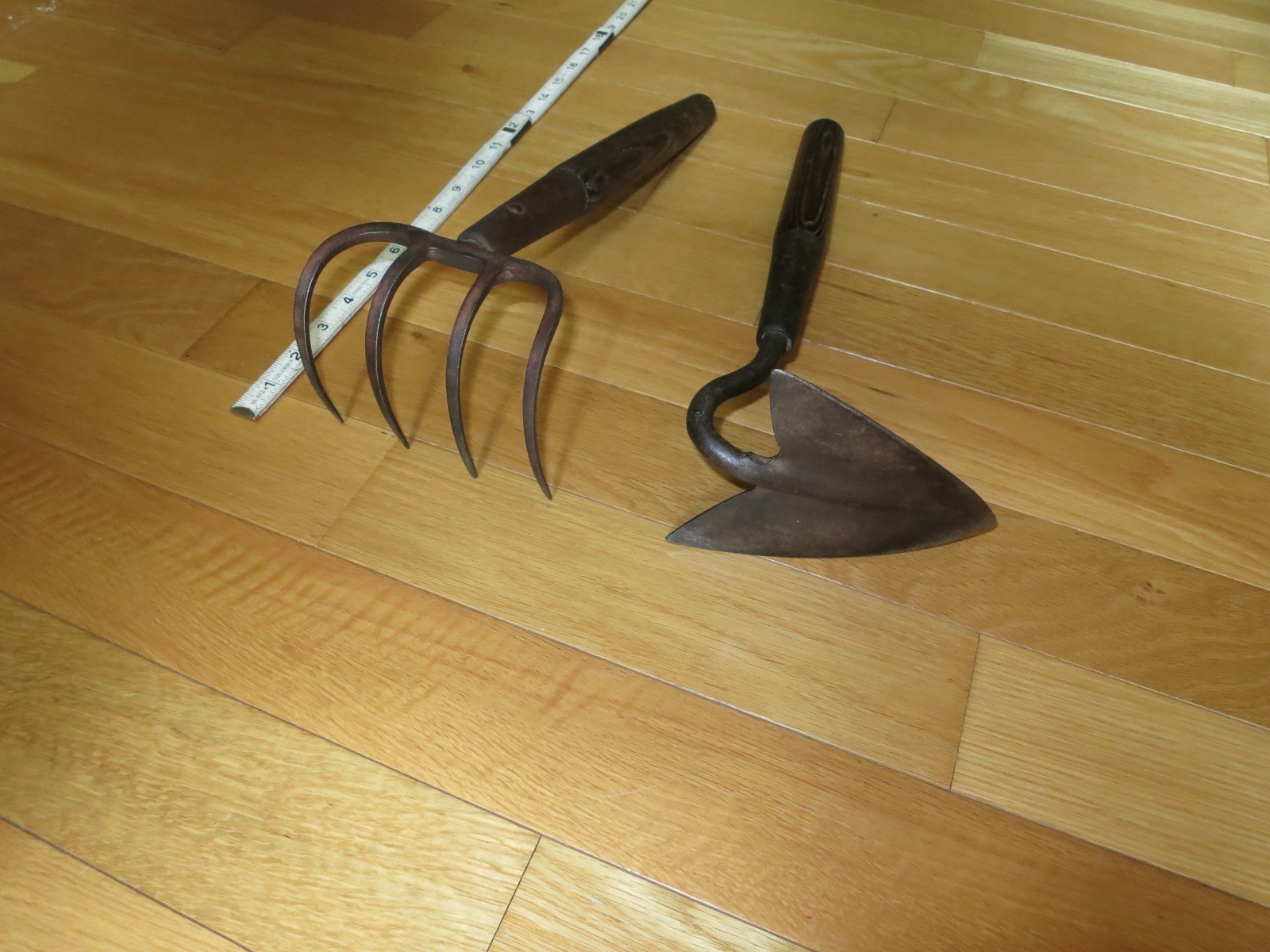 Vintage Wood Long Handle Garden Tools Tine Hoe lot
