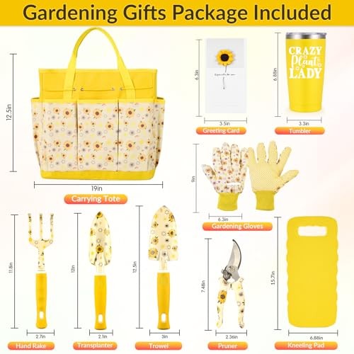 Gardening Gifts for Women, Gardening Hand Tools, 9 PCS Sunflower Garden Yellow