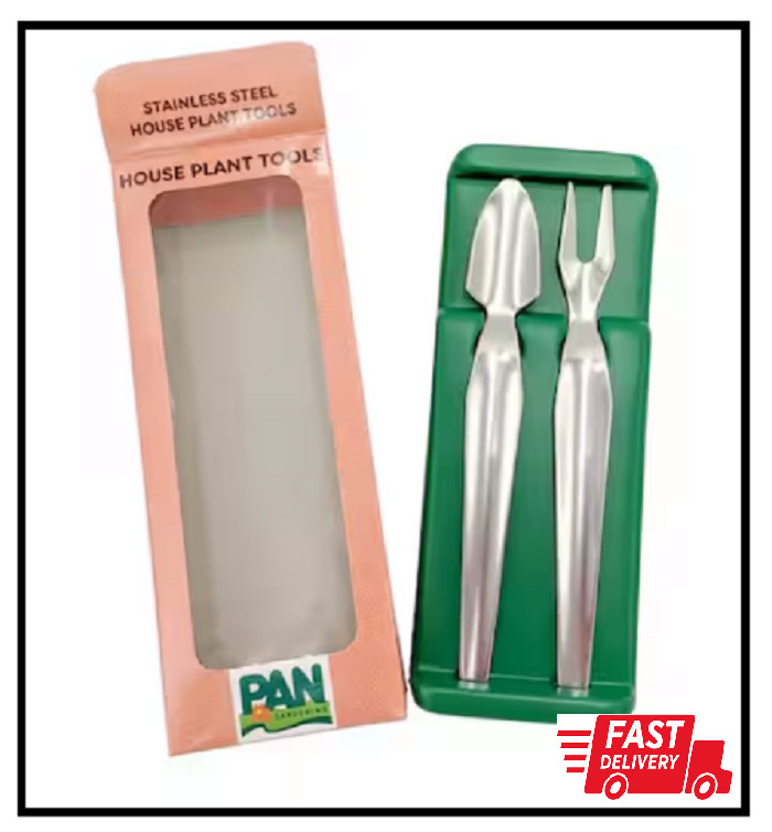 English Garden 7 In. Stainless Steel Mini Fork and Trowel Houseplant Tool Set