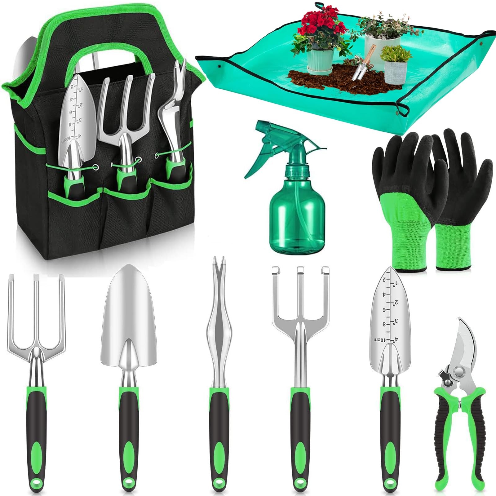 10-Piece Garden Tool Set – Heavy Duty Lightweight Aluminum Alloy Gardening To…
