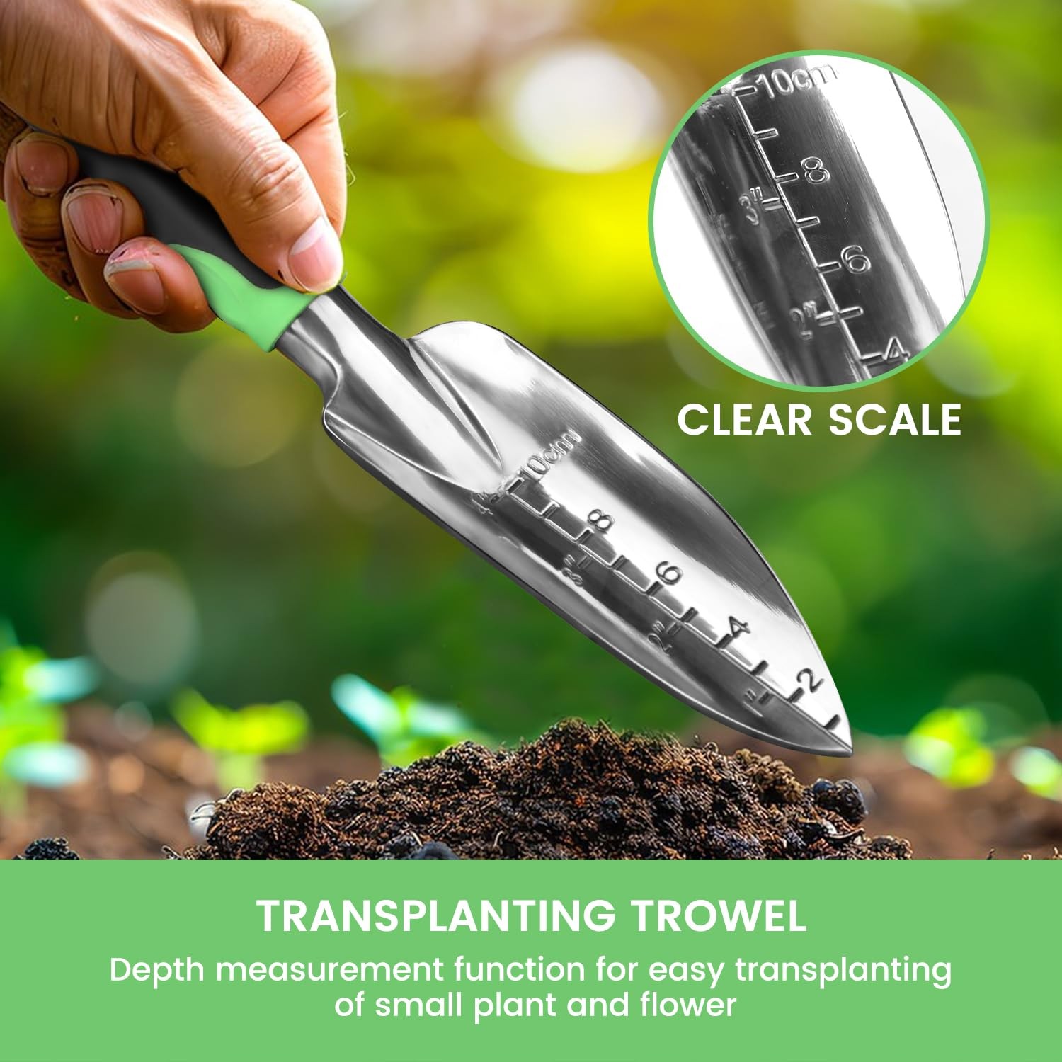 3 PCS Heavy Duty Aluminum Alloy Gardening Hand Tool Set Rubber Handles Shovel