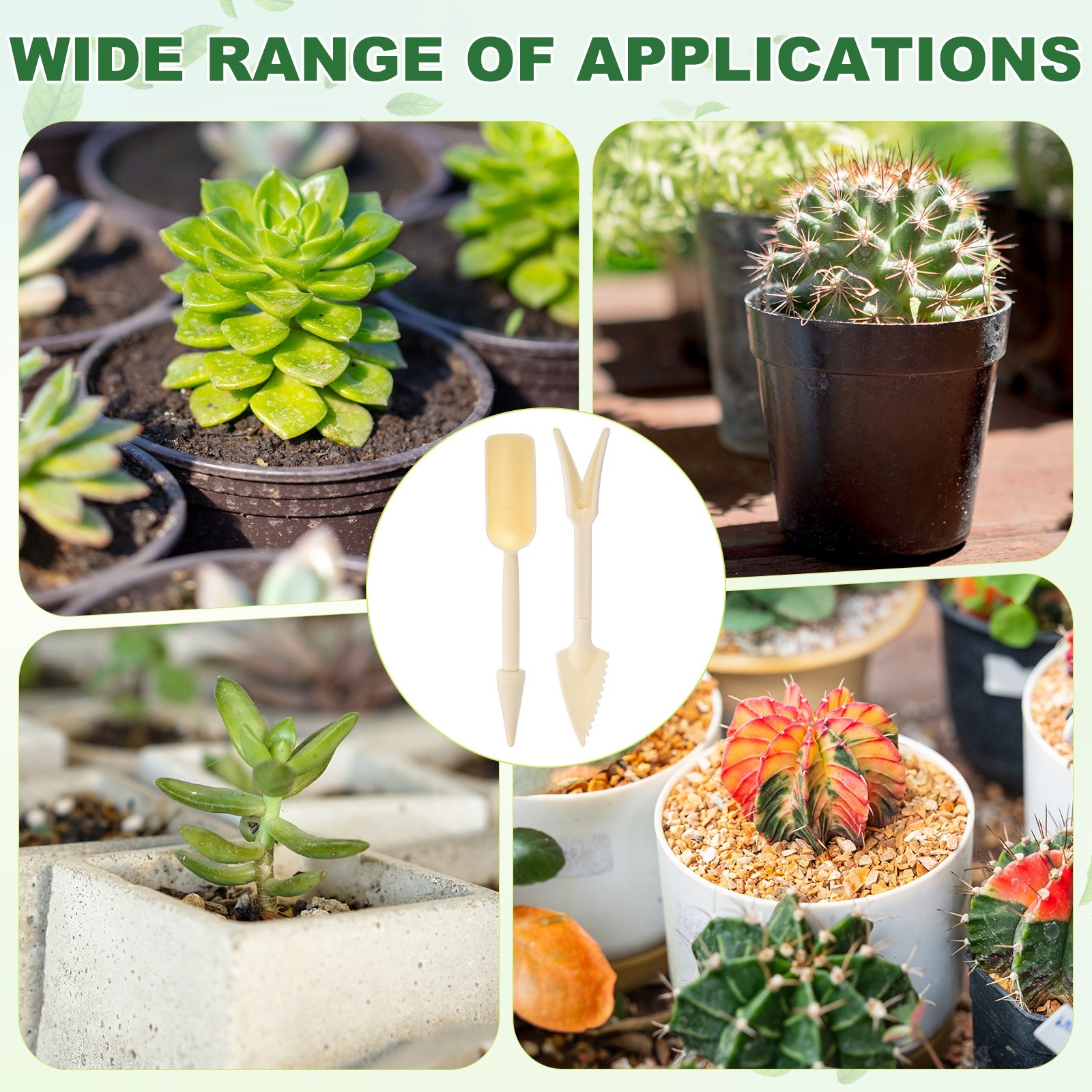 6-Set Mini Gardening Tools, Plastic 2-in-1 Garden Hand Tools Set [Beige]