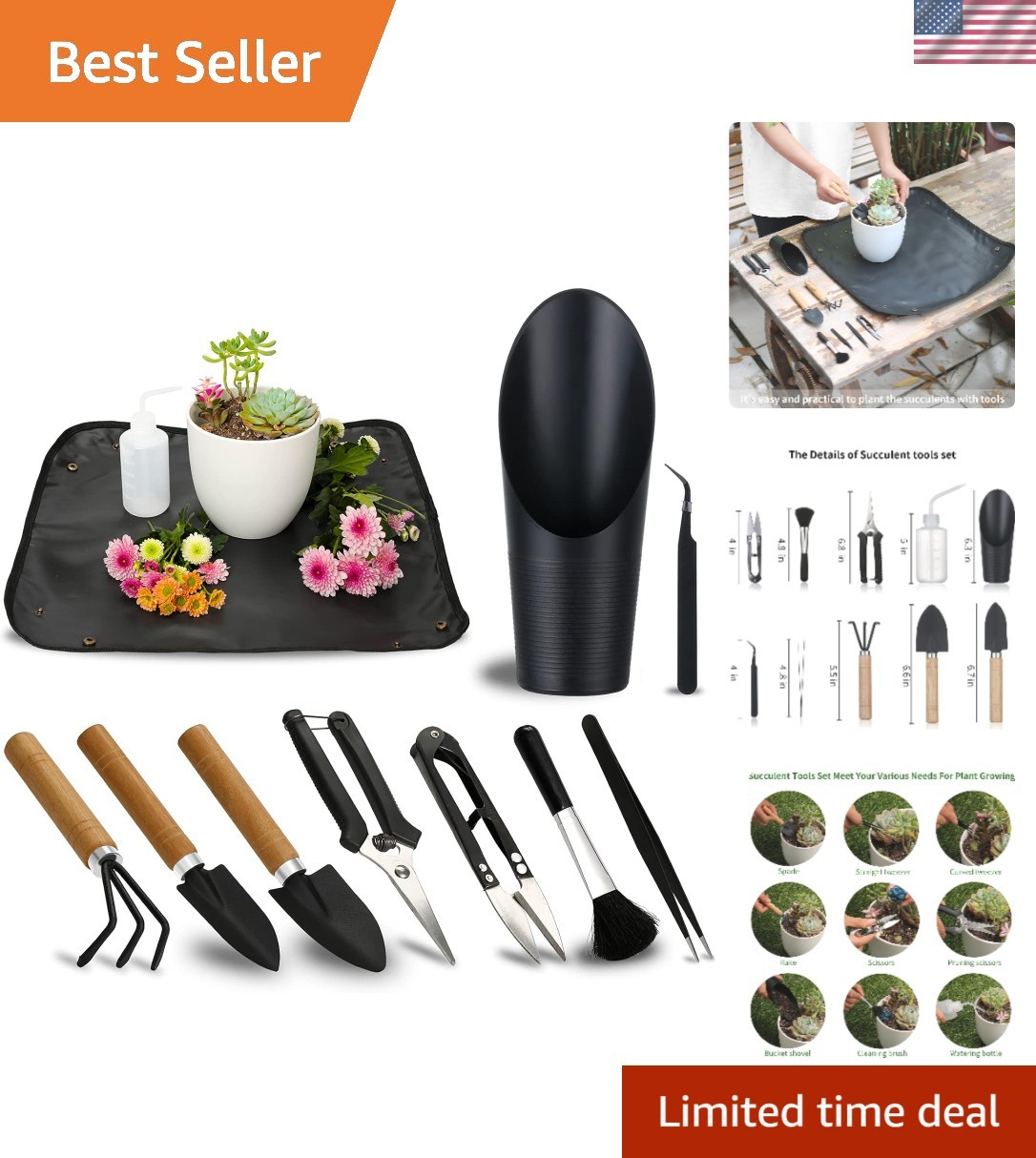 Complete 11-Piece Succulent Accessories Kit for Home and Office Gardening