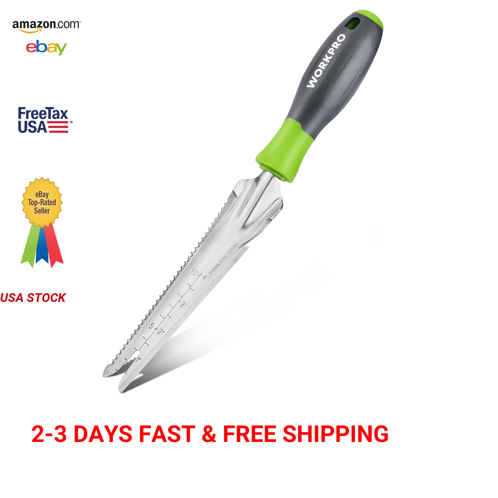 Workpro Garden Weeding Tool 5-in-1 Stainless Steel Trowel Transplant Planting