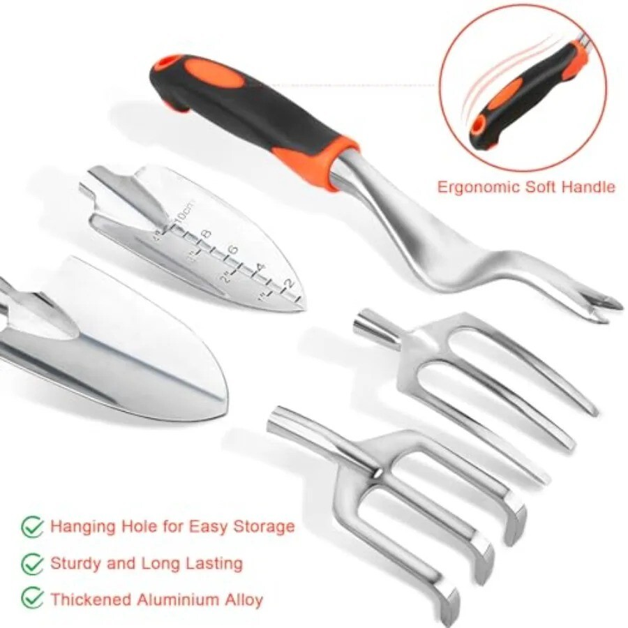 Garden Tools Set 8 Piece Gardening Tools Set with Non Slip Ergonomic Handle Heav