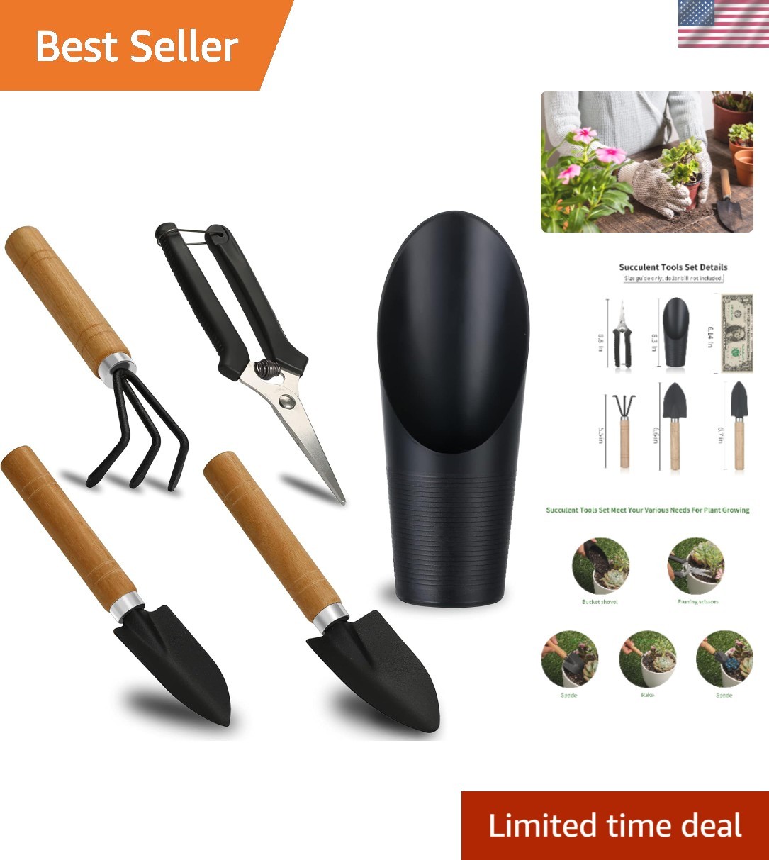 5-Pcs Succulent Care Tool Set – Lightweight Garden Tools with Scissors