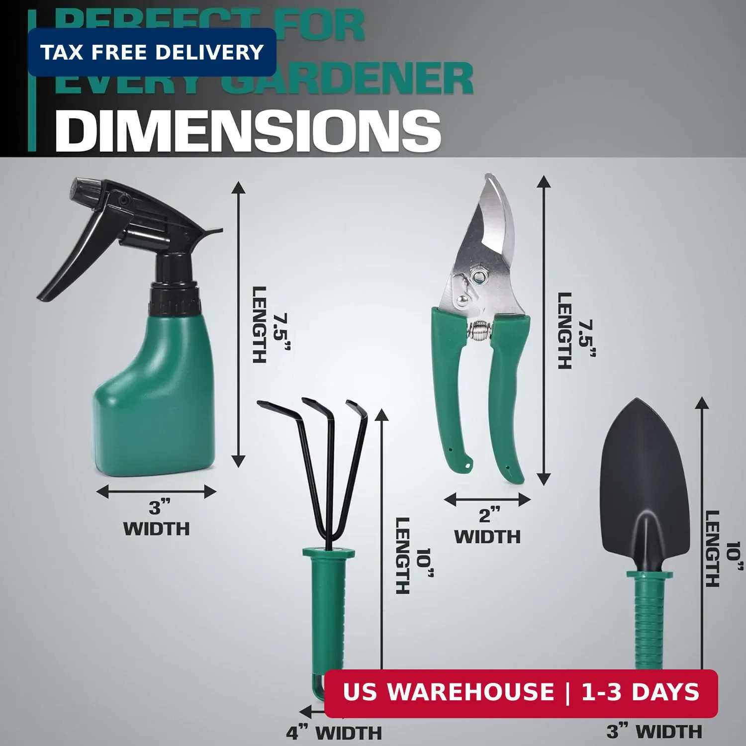 2wayz Garden Tool Set – 5-Piece Durable Gardening Hand Tools – 3x12x7-inch Garde