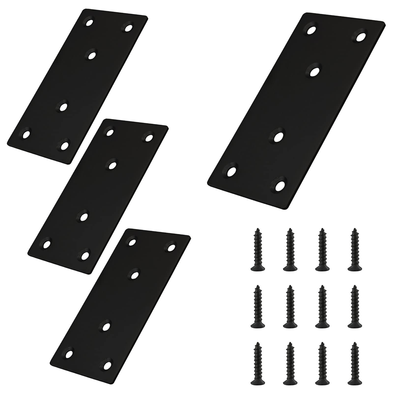 4pcs Metal Flat Straight Brace Bracket, 4” x 2” (L x W) Stainless Steel Men…