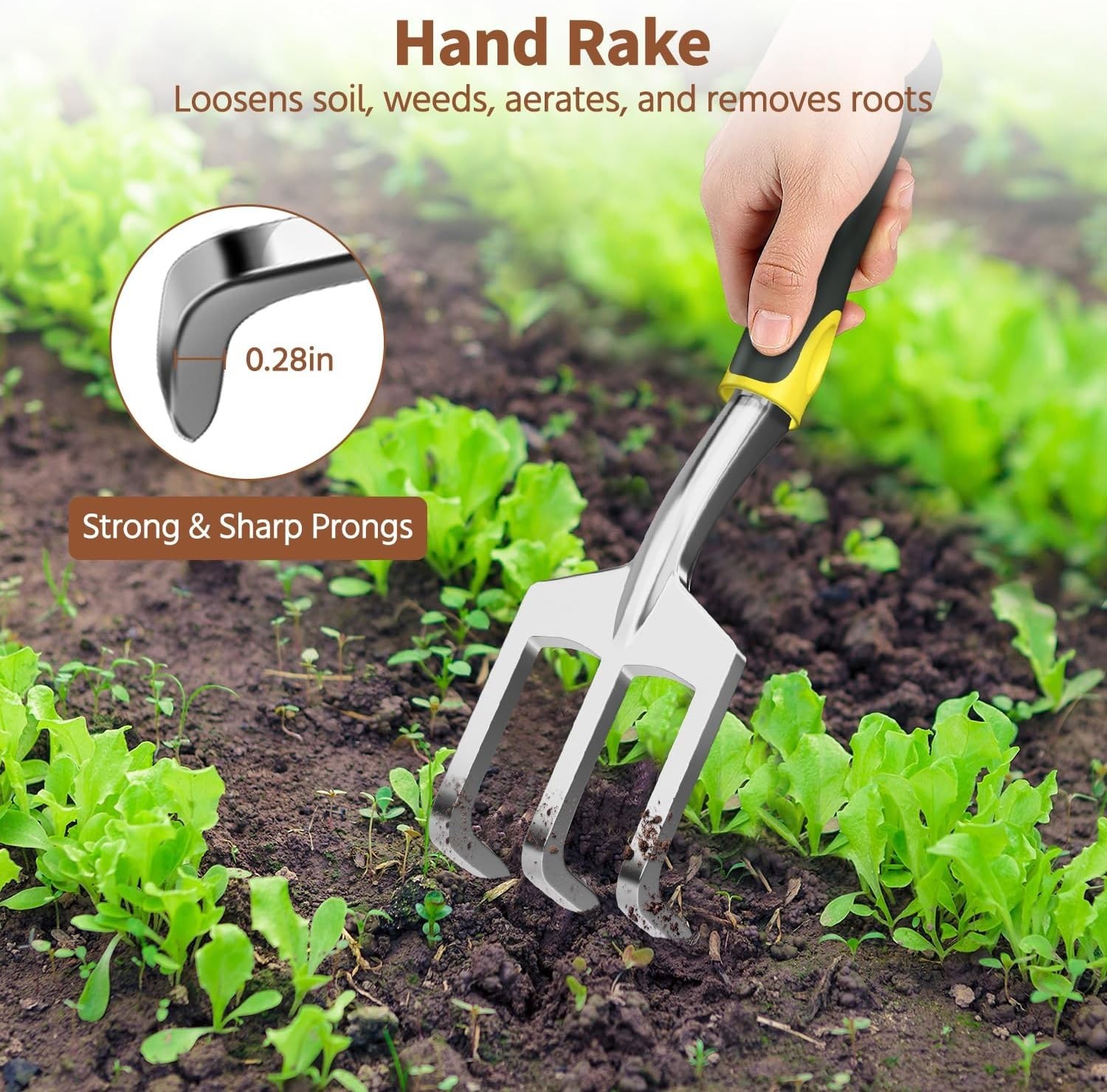 Essential 3-Piece Garden Tool Set with Ergonomic Grip for Beginners, Yellow