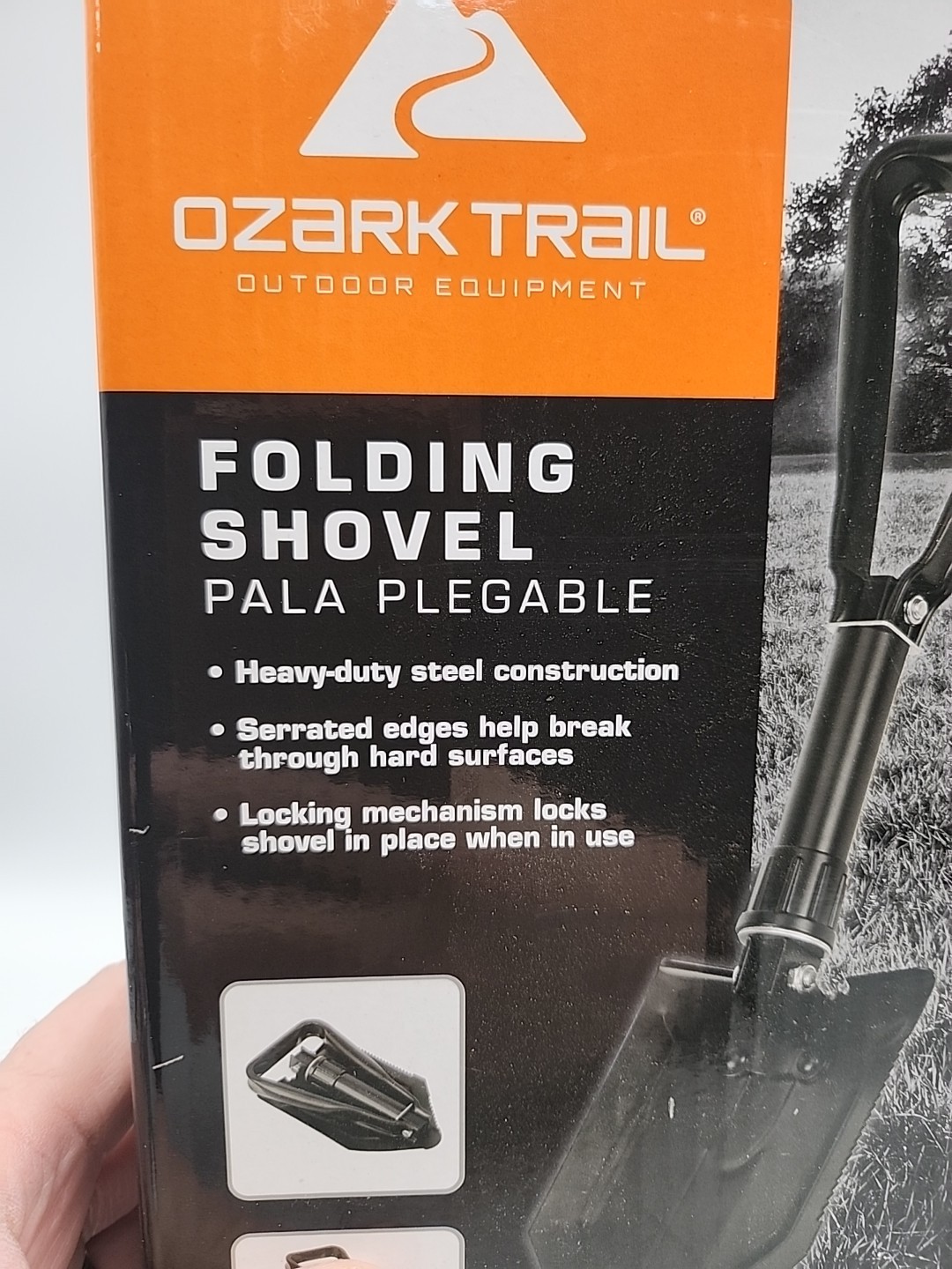 Ozark Trail Heavy Duty Steel Folding Shovel, Black, 23″