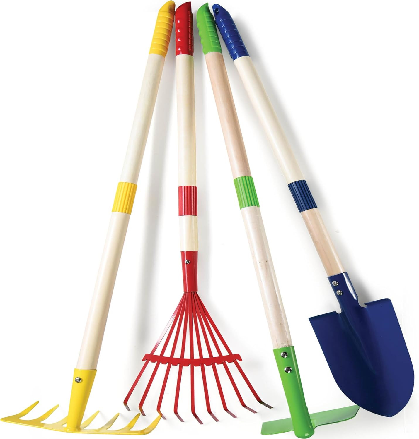Play22 Kids Garden Tool Set Toy 4-Piece – Shovel, Rake, Hoe, Leaf Rake, Wooden G