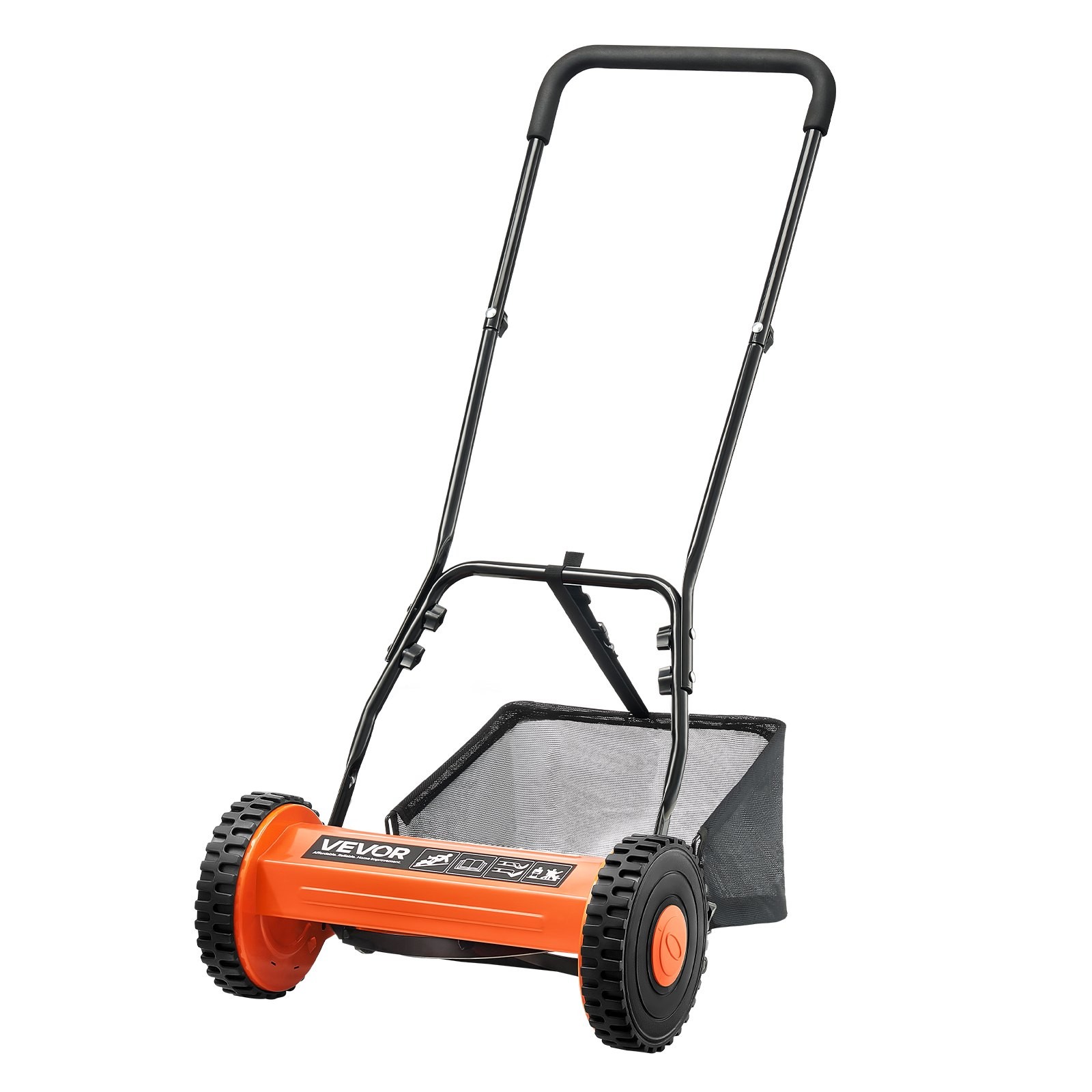 Push Reel Lawn Mower 16 inch,5 Blades Manual Push Mower No Motor,0.6-1.75 in Adj
