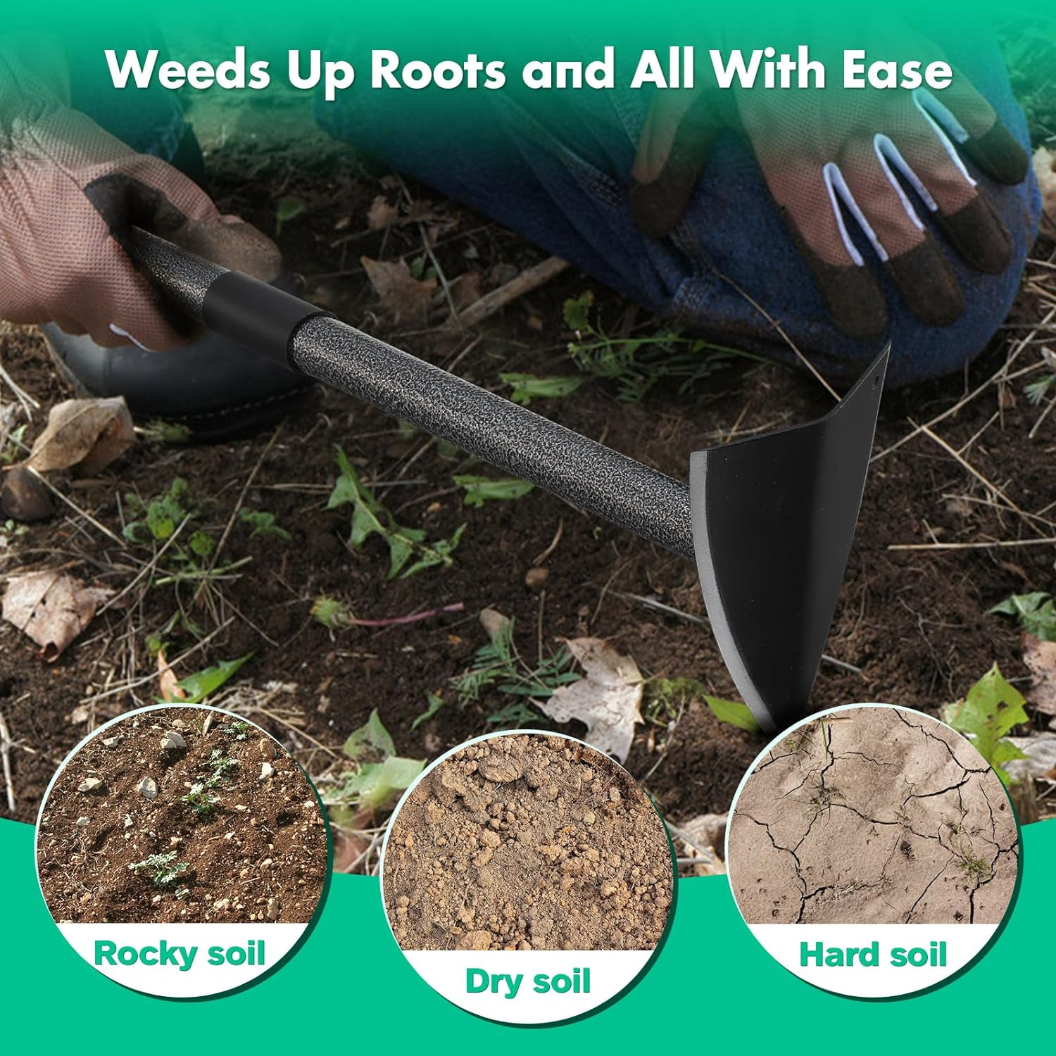 48″~72” long handle Triangle Hoe for Digging Weeding Loosening Soil Edging cut