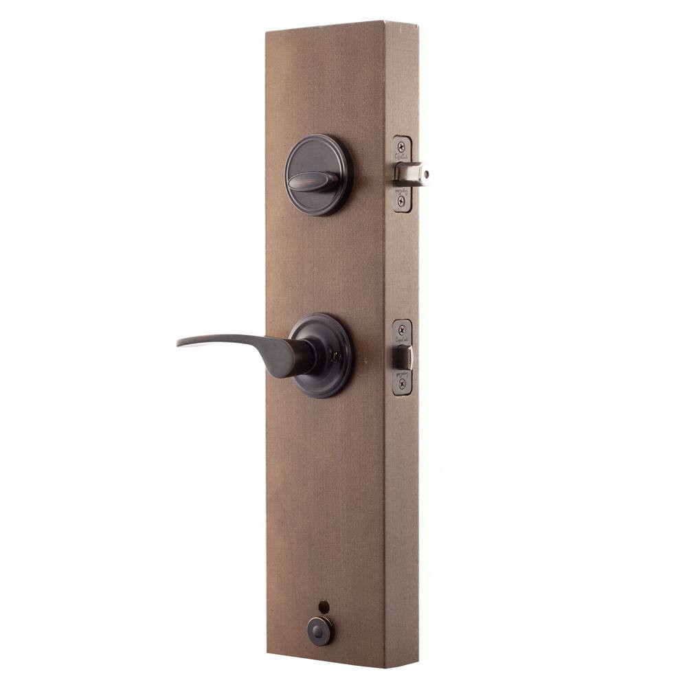 Soft Contemporary Tuscan Bronze Door Handleset with Right Hand Scandinavian Hand