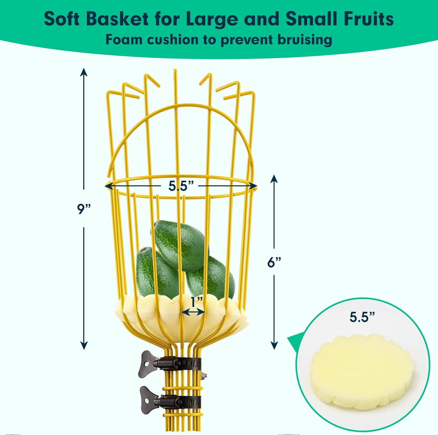 66″ Long handle Fruit apple mango orange picker grabber Catcher tool Big Basket