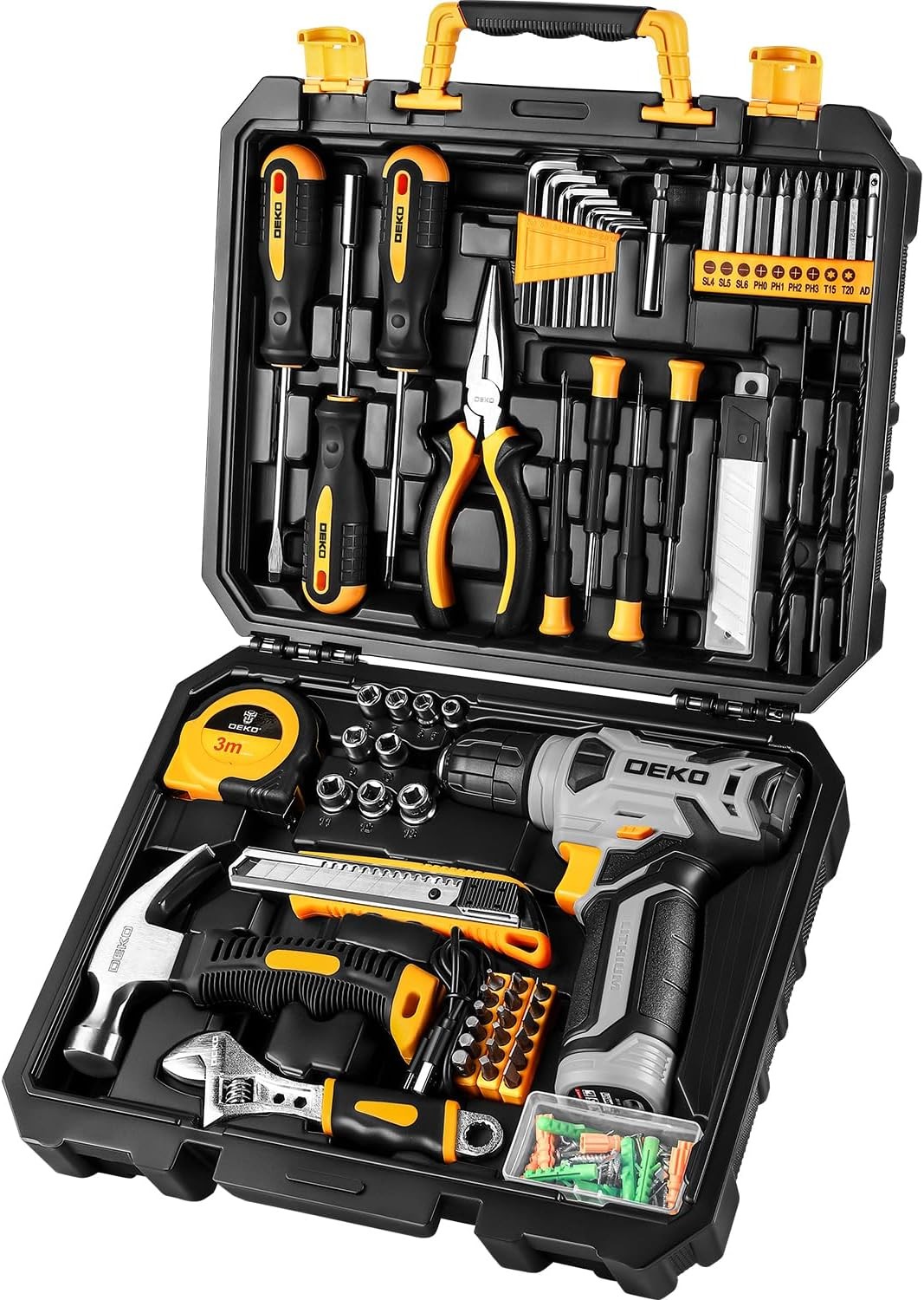 Tool Kit with 8V Cordless Drill, 126-Piece Home Repair Set