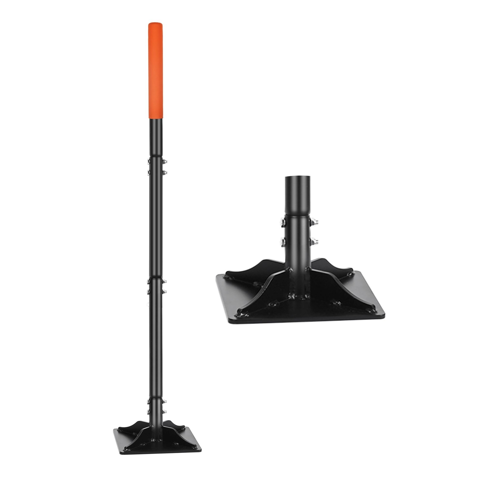 Steel Tamper 8in×8in, 45in Long-Handled Hand Tamper with Rubber Grip, Durable…