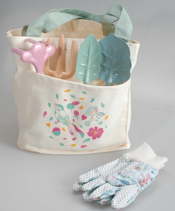 6PCS Kids Gardening Tool Set Kids Garden Toys with Tote Bag Gloves Watering Can