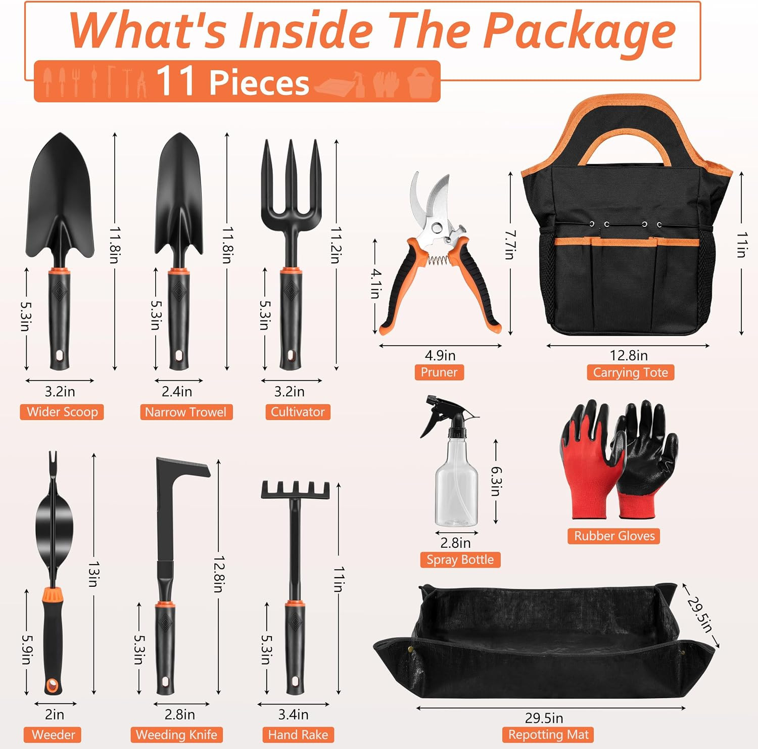 Garden Tools Set, 11 Pcs Gardening Supplies Hand Tool Kit for Women Men Gardener