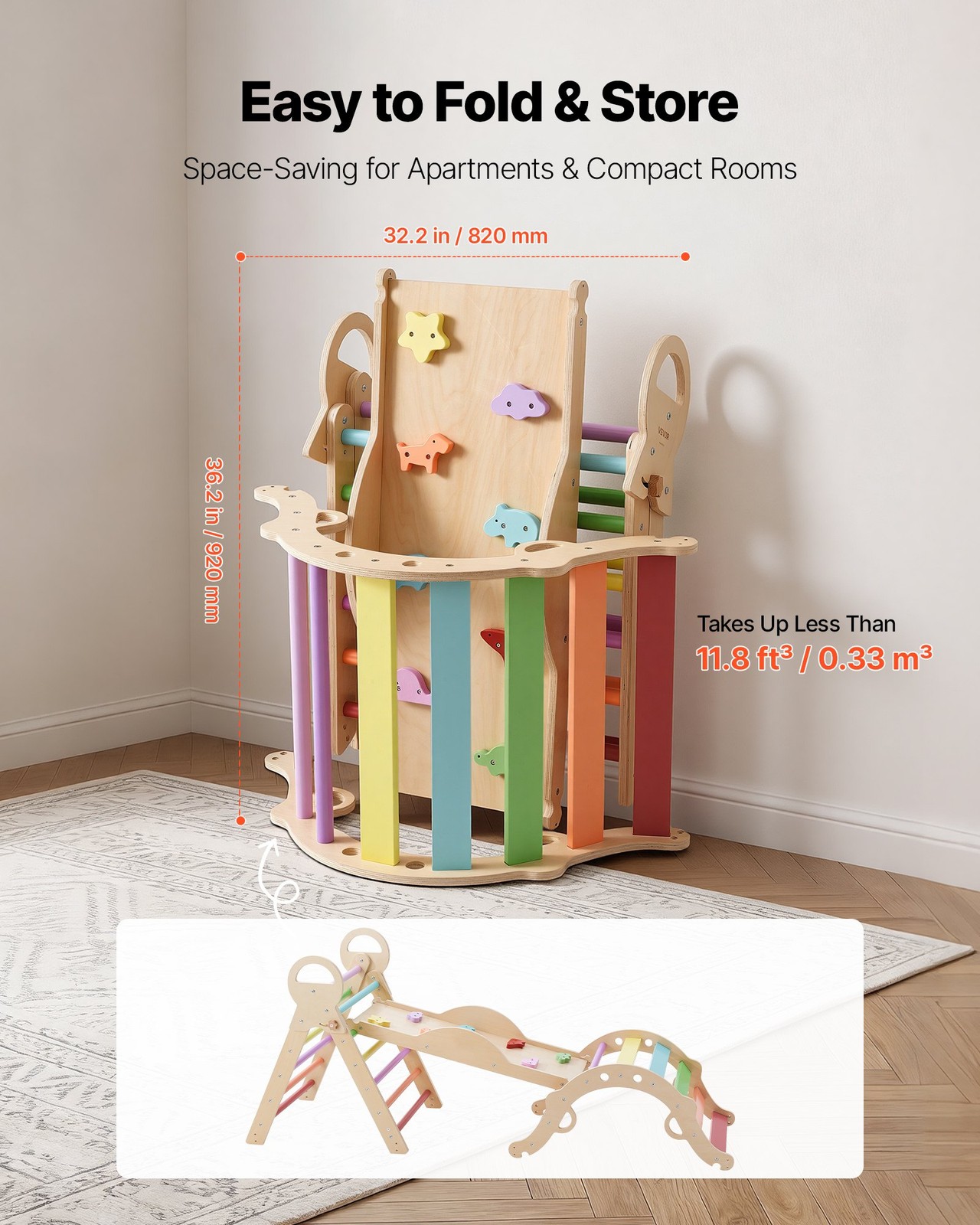 Pikler Triangle Set, 9-in-1 Toddler Climbing Toys Indoor, with Xylophone, Cushio