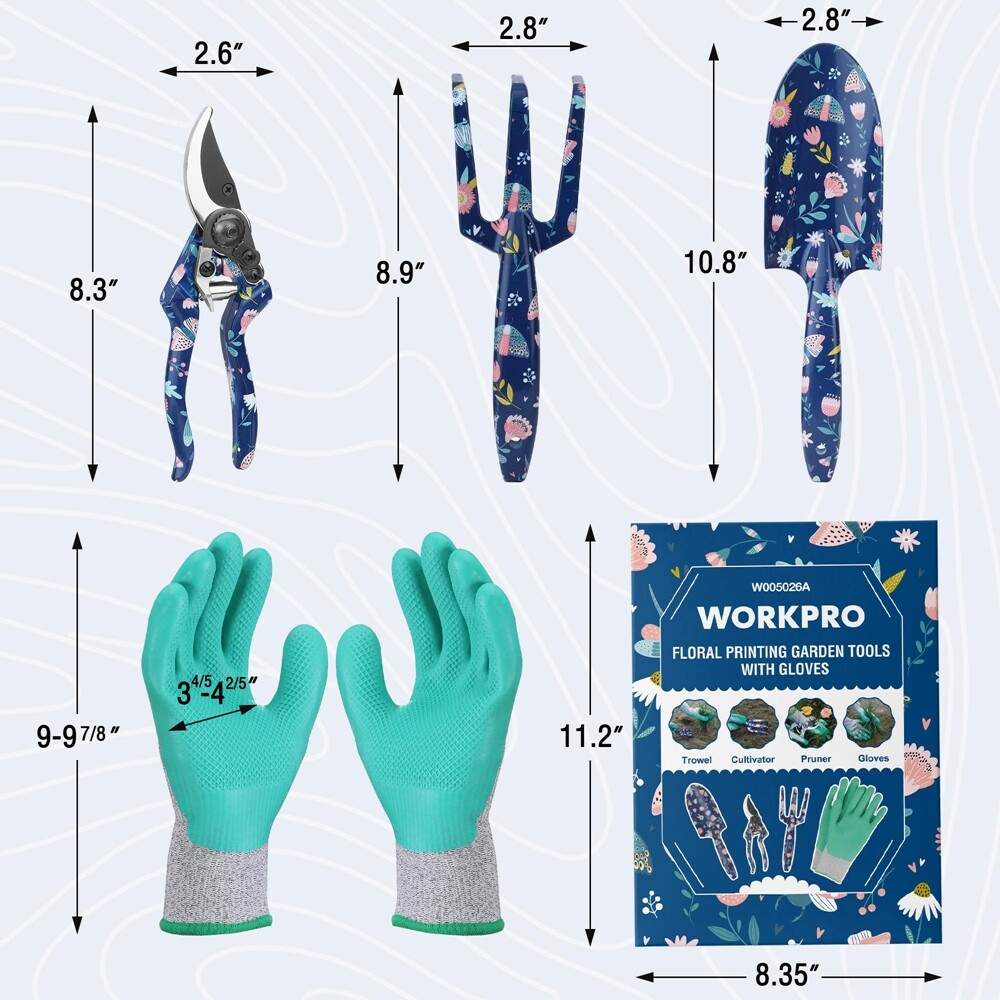 WORKPRO 4PCS Hand Garden Tool Set Aluminum Well-Packed Garden Tool Heavy Duty