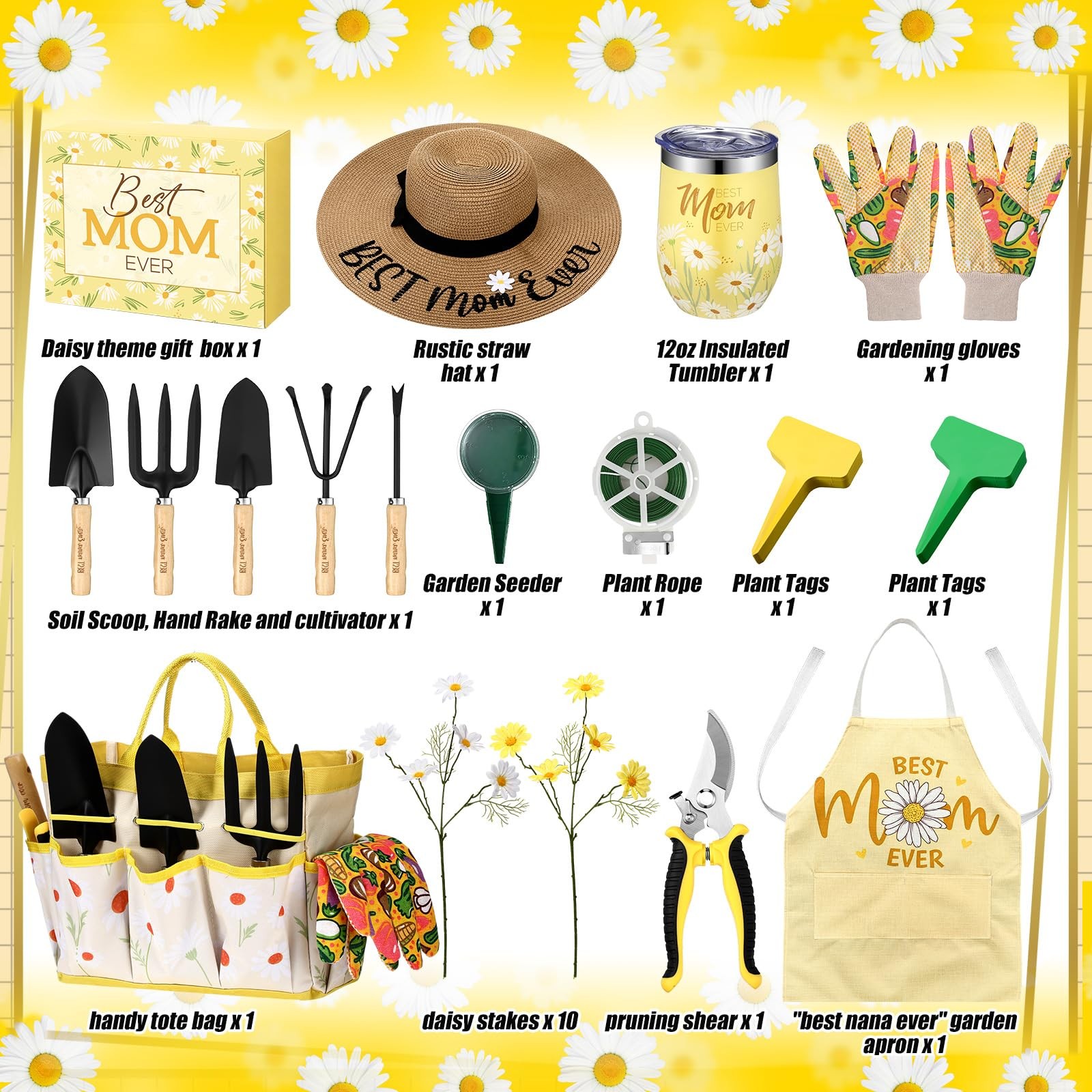 16 Pcs Mothers Day Garden Gift for Mom Women Dasiy Gardening Supplies Birthda…