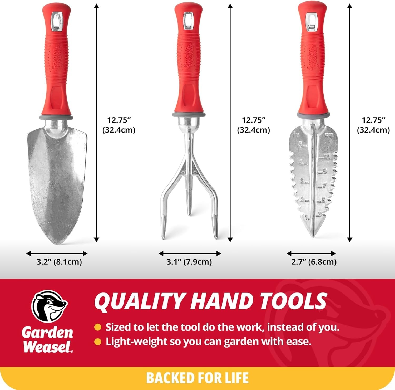 Durable 3-Piece Gardening Set: Ergonomic Trowel, Transplanter & Cultivator