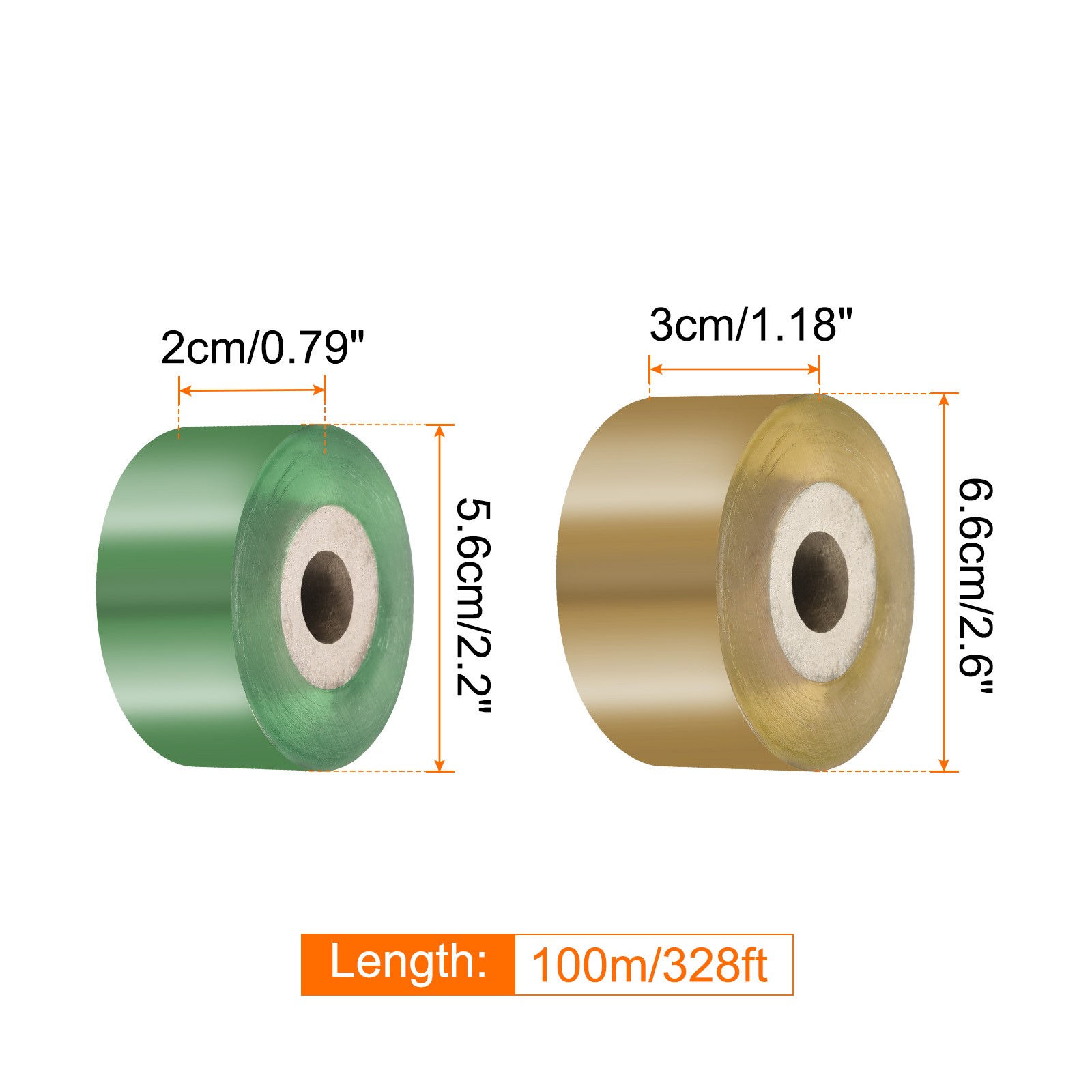 4 Rolls 2CM 3CM Width 100M Long PVC Fruit Tree Grafting Tape, Yellow Green