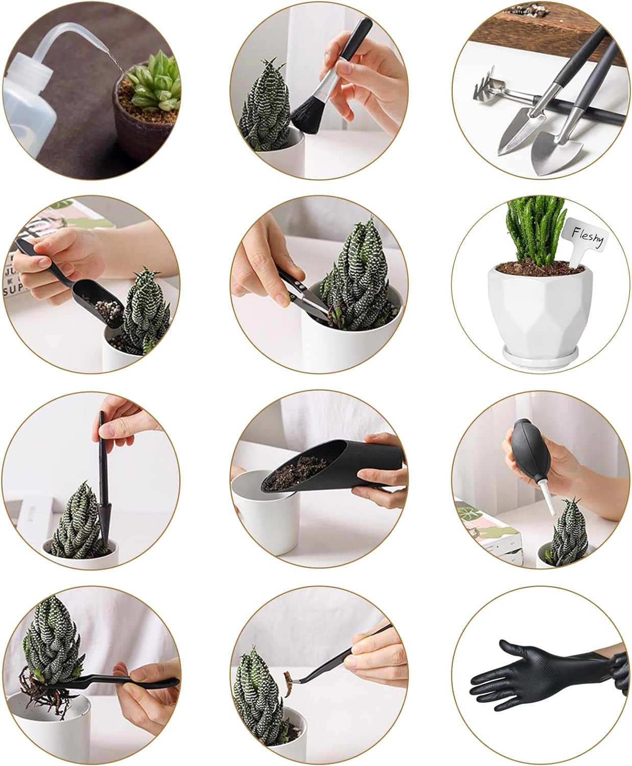 25Pcs Mini Garden Hand Transplanting Succulent Tools Set, 39.4″ Thickened Repott
