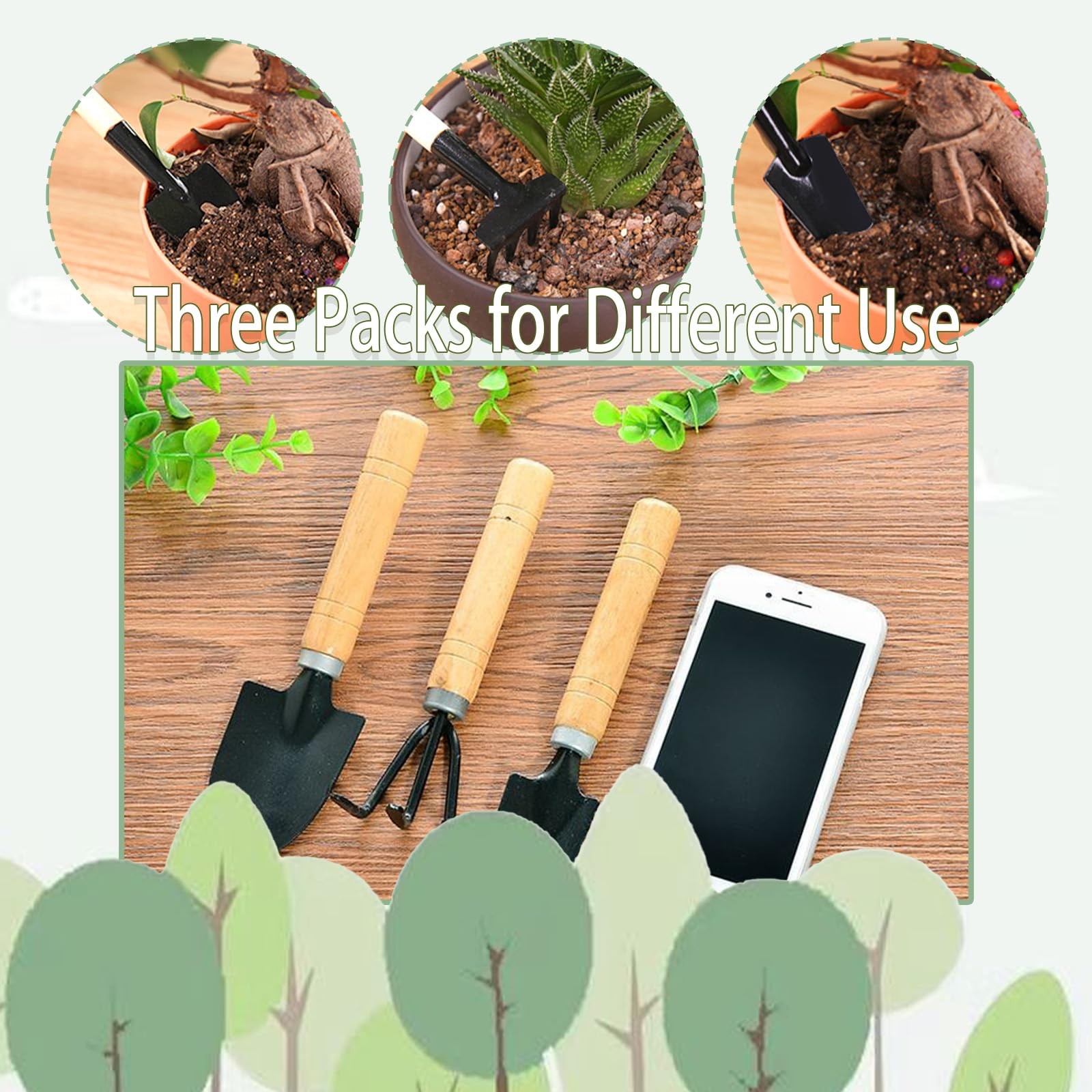 3Pcs Gardening Tools, Mini Tool Set Indoor Garden Kit Miniature Gardening Rak…
