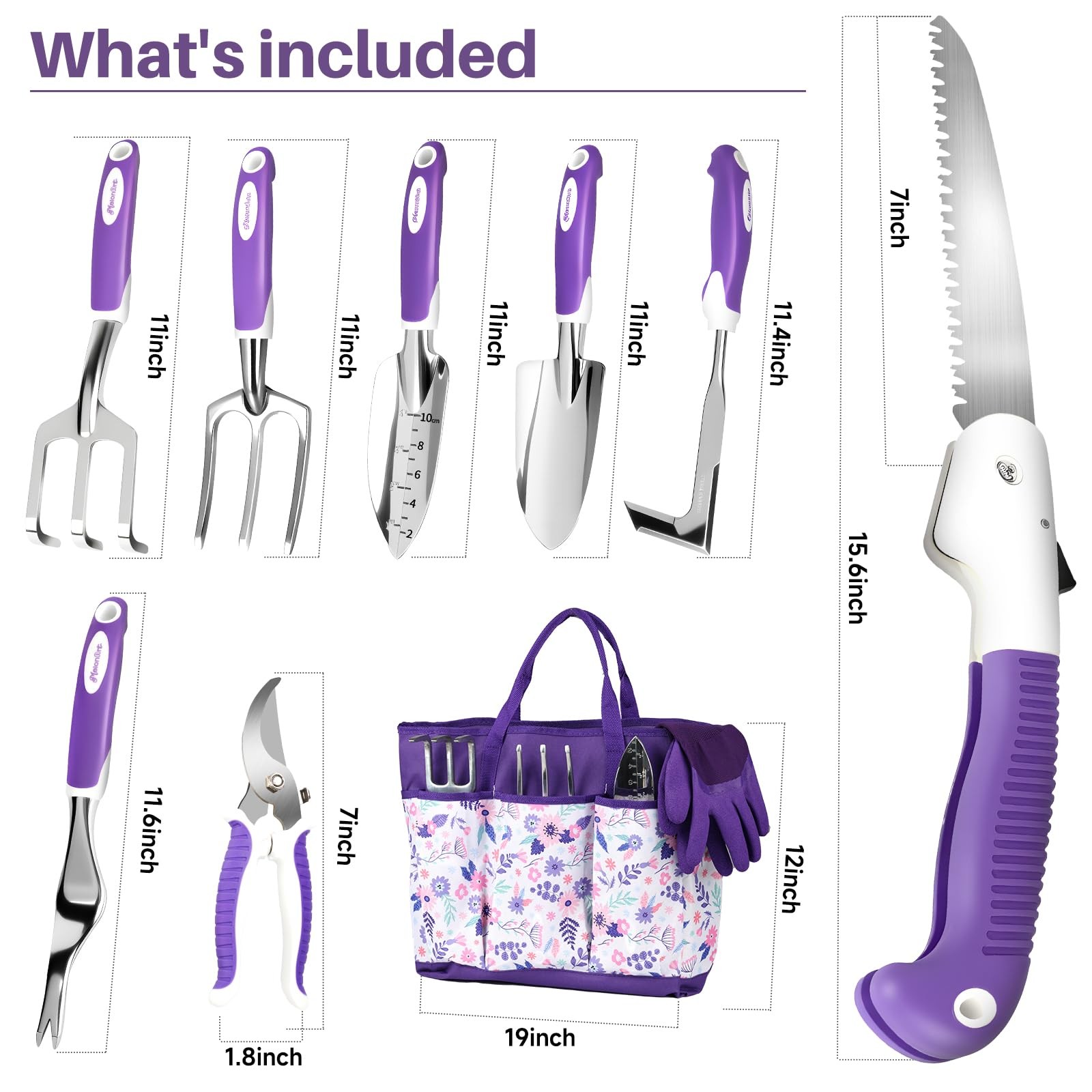 Garden Tool Set, 10 Pcs Heavy Duty Gardening Tool Kit Women Garden Gift Set A…