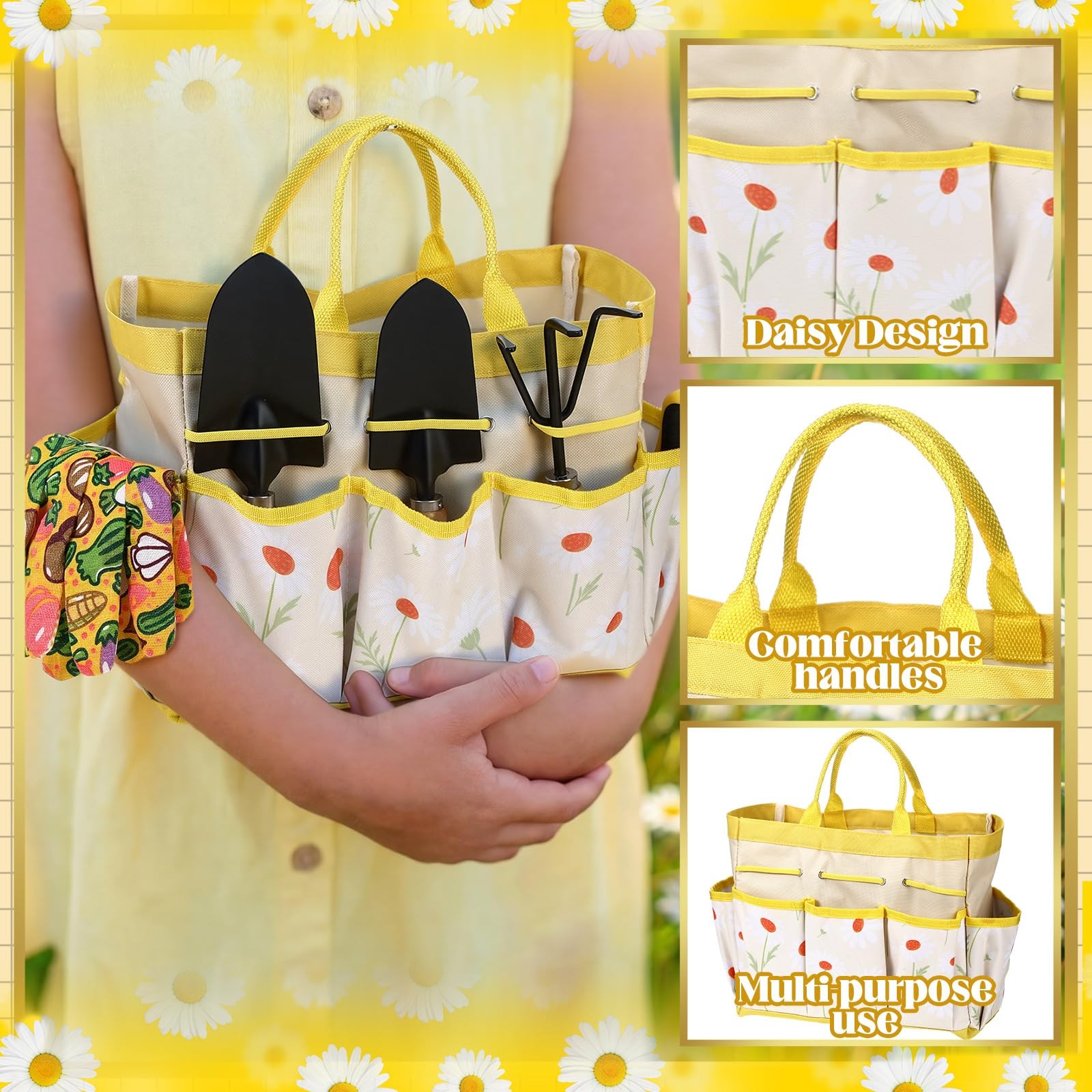 16Piece Gardening Set for Moms Tools, Gloves, Apron, Tote & More Gifts