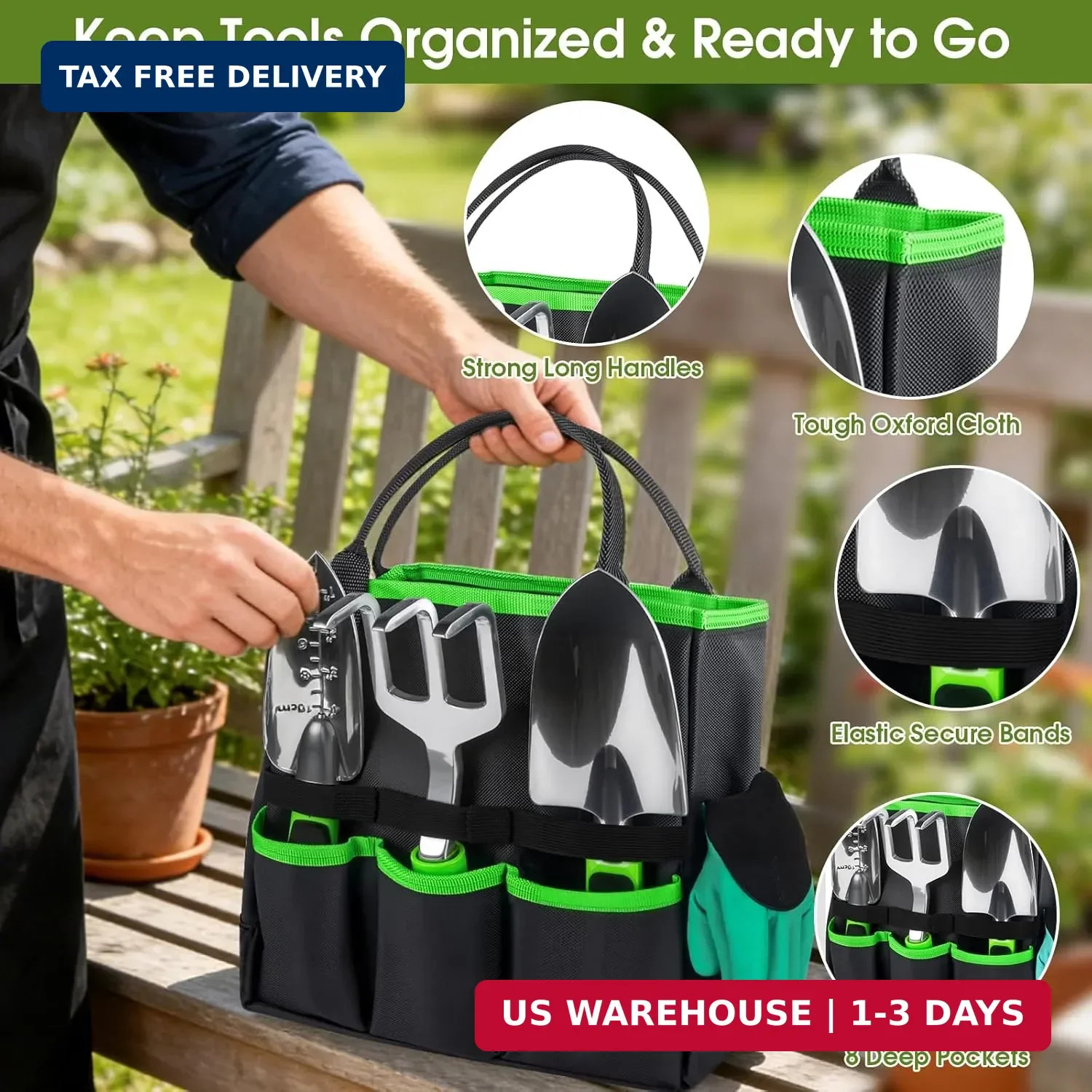 WOWBOX Garden Tools Set – 10 PCS, Heavy Duty Gardening Hand Tools Kit with Stora