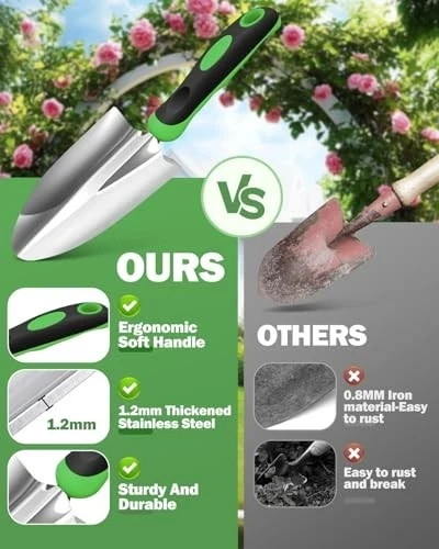 Garden Tools Set, 8 in 1 Heavy Duty Garden Tools Kit, Stainless Steel 8 Pieces