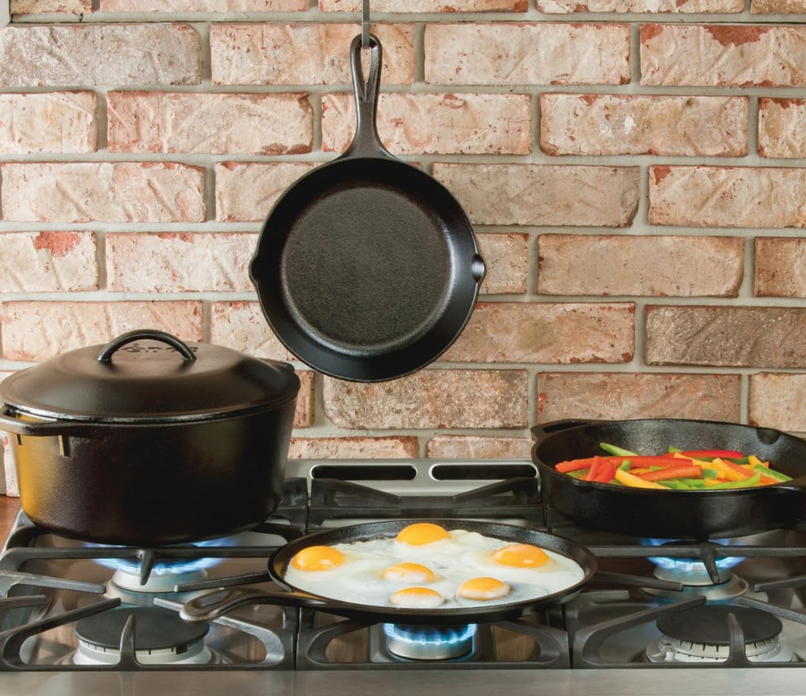 Lodge Pre-Seasoned Cast Iron 5 Piece Set, Black Bundle