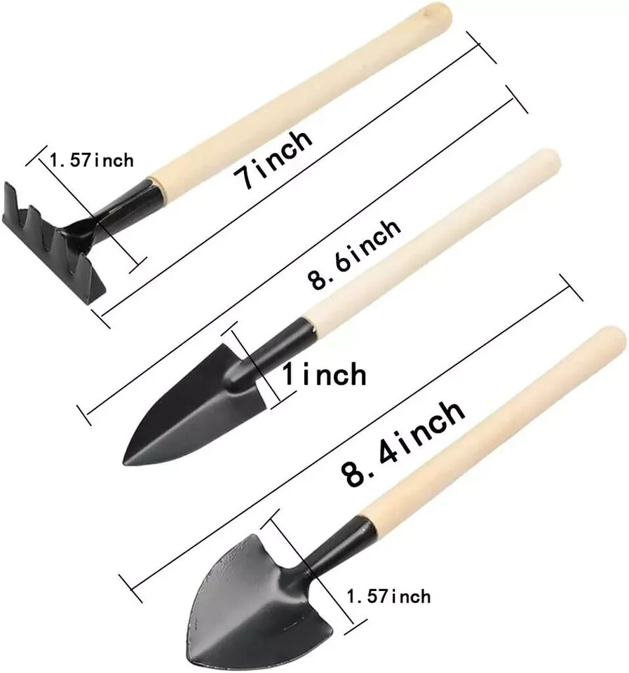 calary Mini Garden Tool Set 3 Pcs Hand Planting Tools Small Shovel/Rake/Spade Su