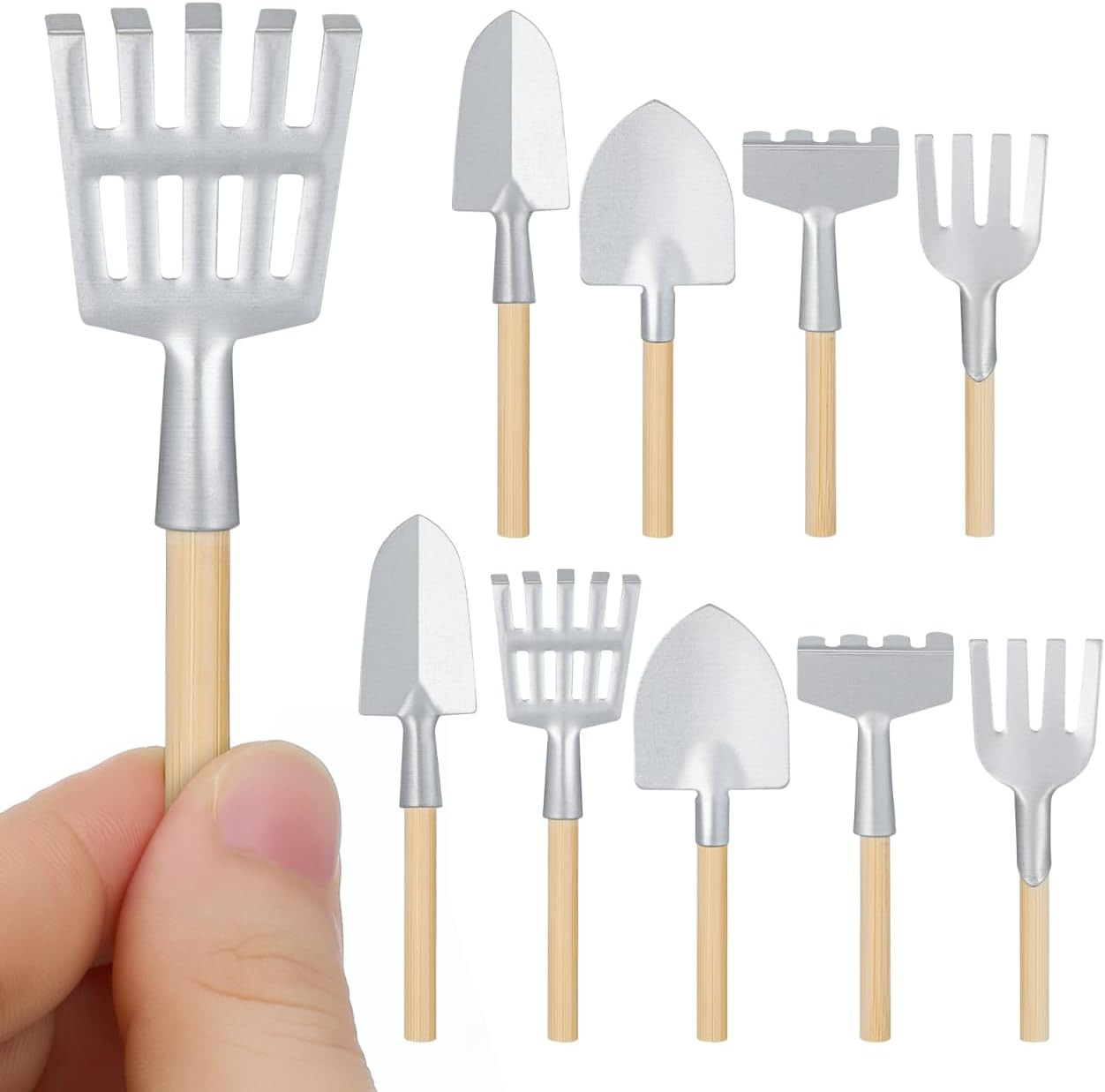 10-Pack Miniature Garden Tool Set, 3-Inch Mini Shovel Fairy Garden Accessories,