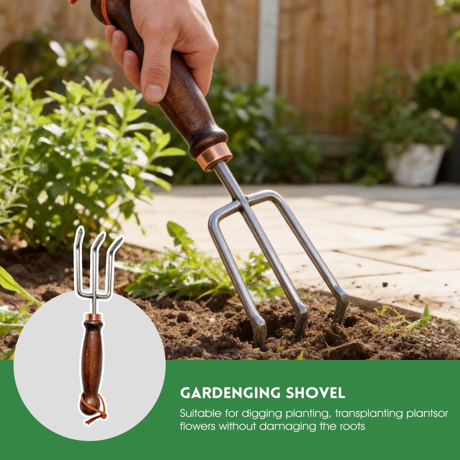 Garden Tools, 4 Pack Garden Shovel with Wooden Handles Hand Tools with Transp…