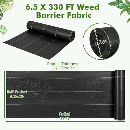 6.5 x 330/4 x 250/6 x 300 Feet Weed Barrier Landscape Fabric-6.5 ft – Color: Bla