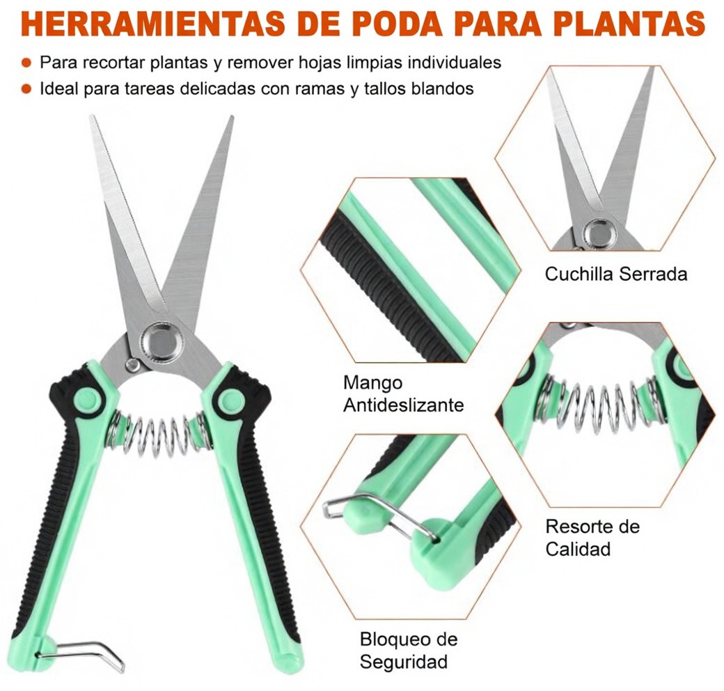 Tijeras de podar de jardín, paquete de 4, tijeras de poda, tijeras de poda