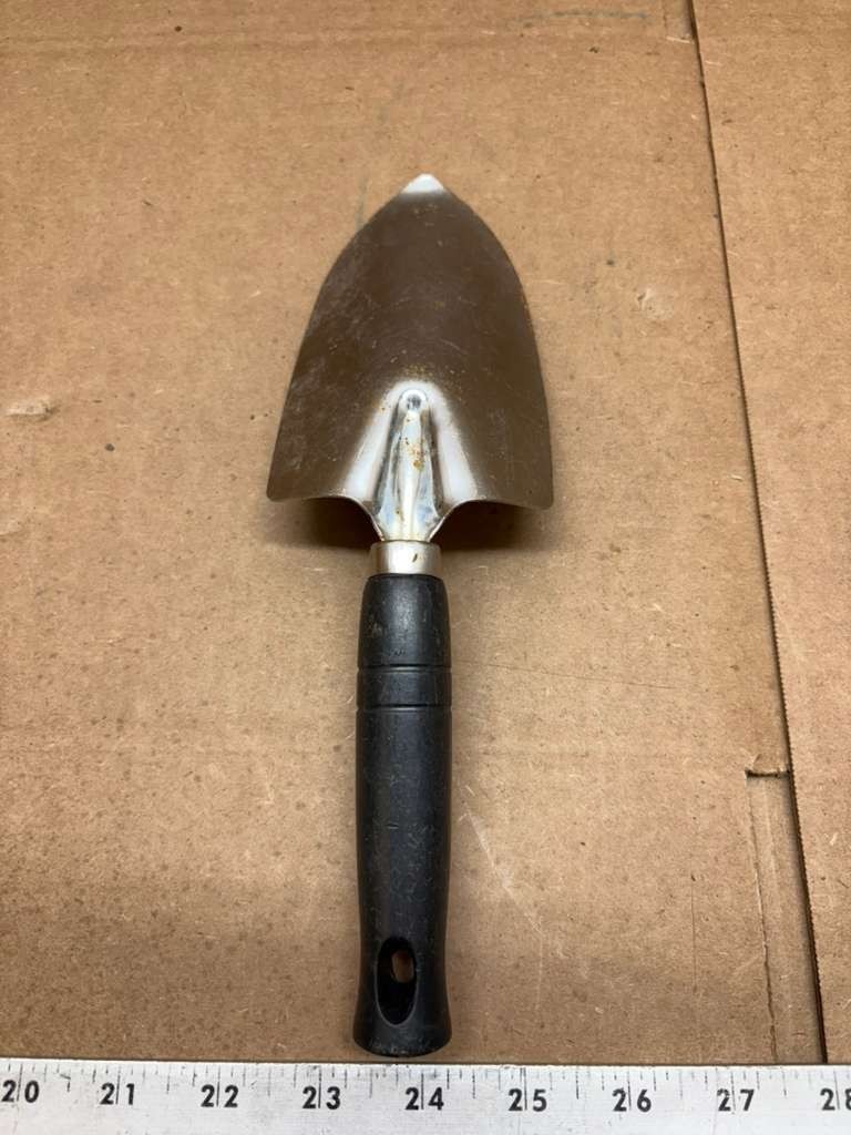 Lot of 57 Used Hand Garden Trowels Metal Blade Black Rubber Handle Sold As-Is
