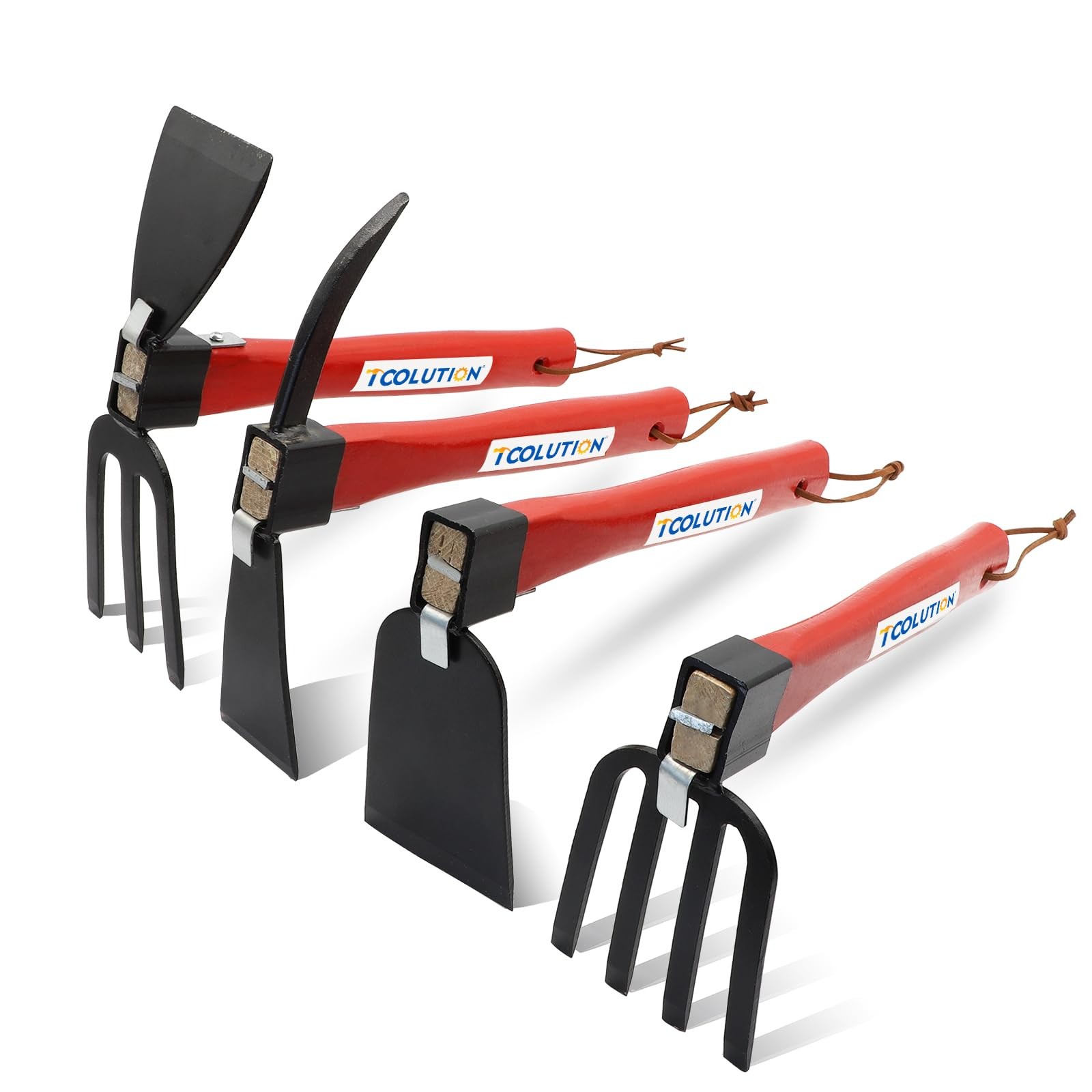 TOOLUTION 4-Pcs Gardening Tool Set – Pick Axe, Hoe, Hand Tiller & Garden Rake…