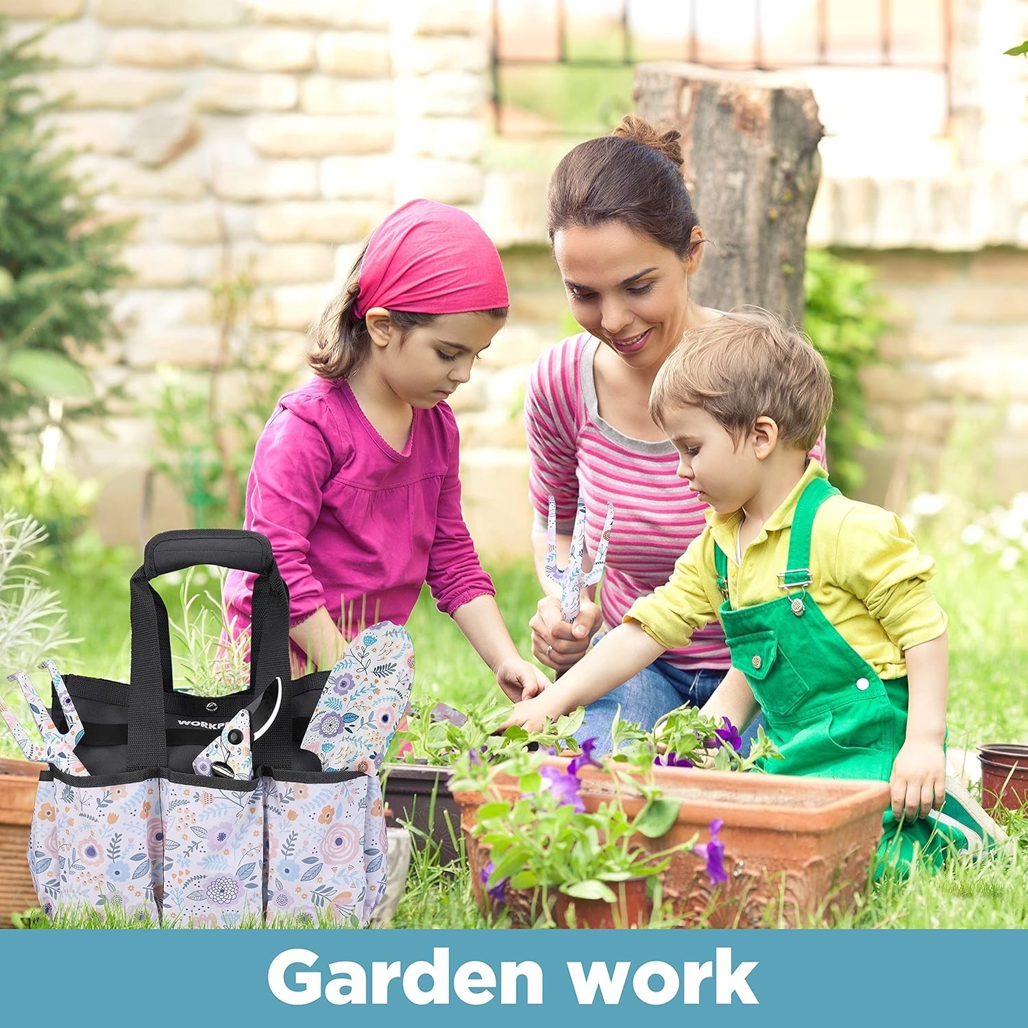 Workpro 5-Piece Aluminum Garden Tool Set – Beautiful Floral Design & Storage Bag