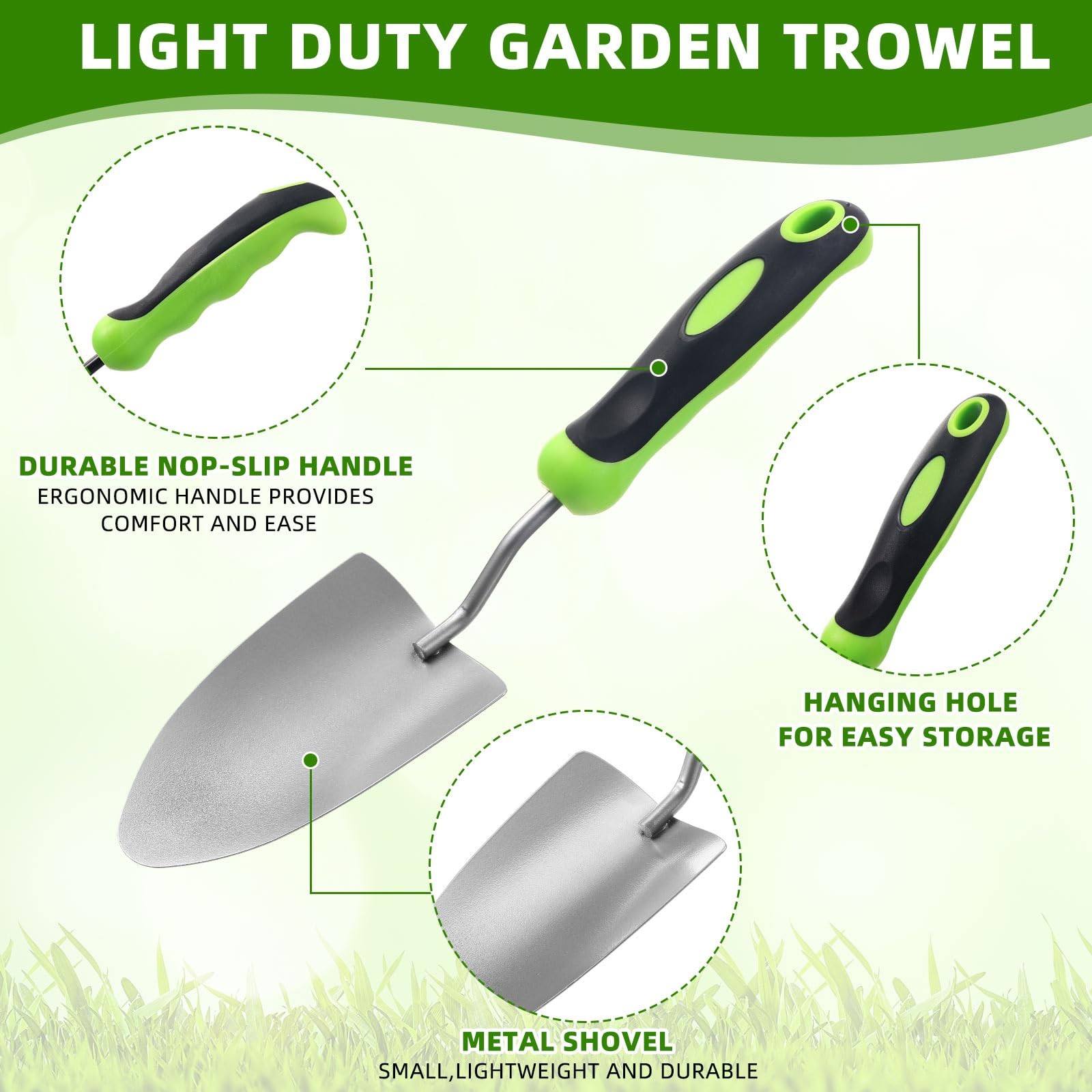 16 Pcs Heavy Duty Garden Trowels Set Aluminum Shovels with Soft Handles