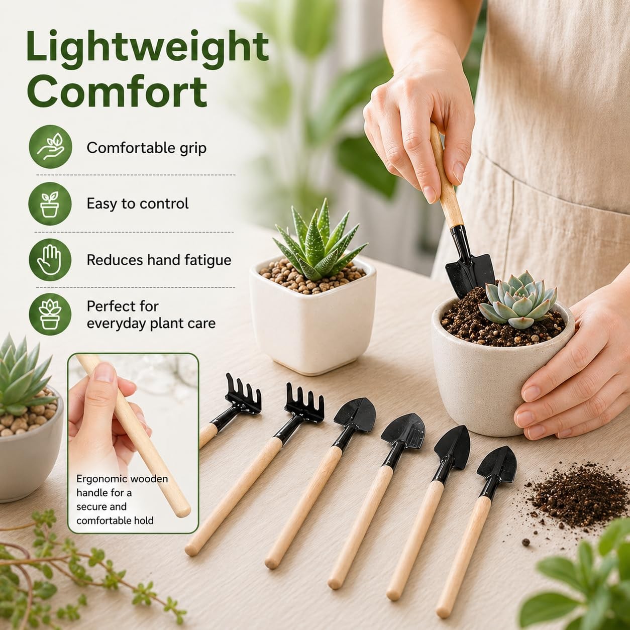 8 Sets Mini Gardening Tools with Metal Rake Trowel and Shovel – Succulent Pot…