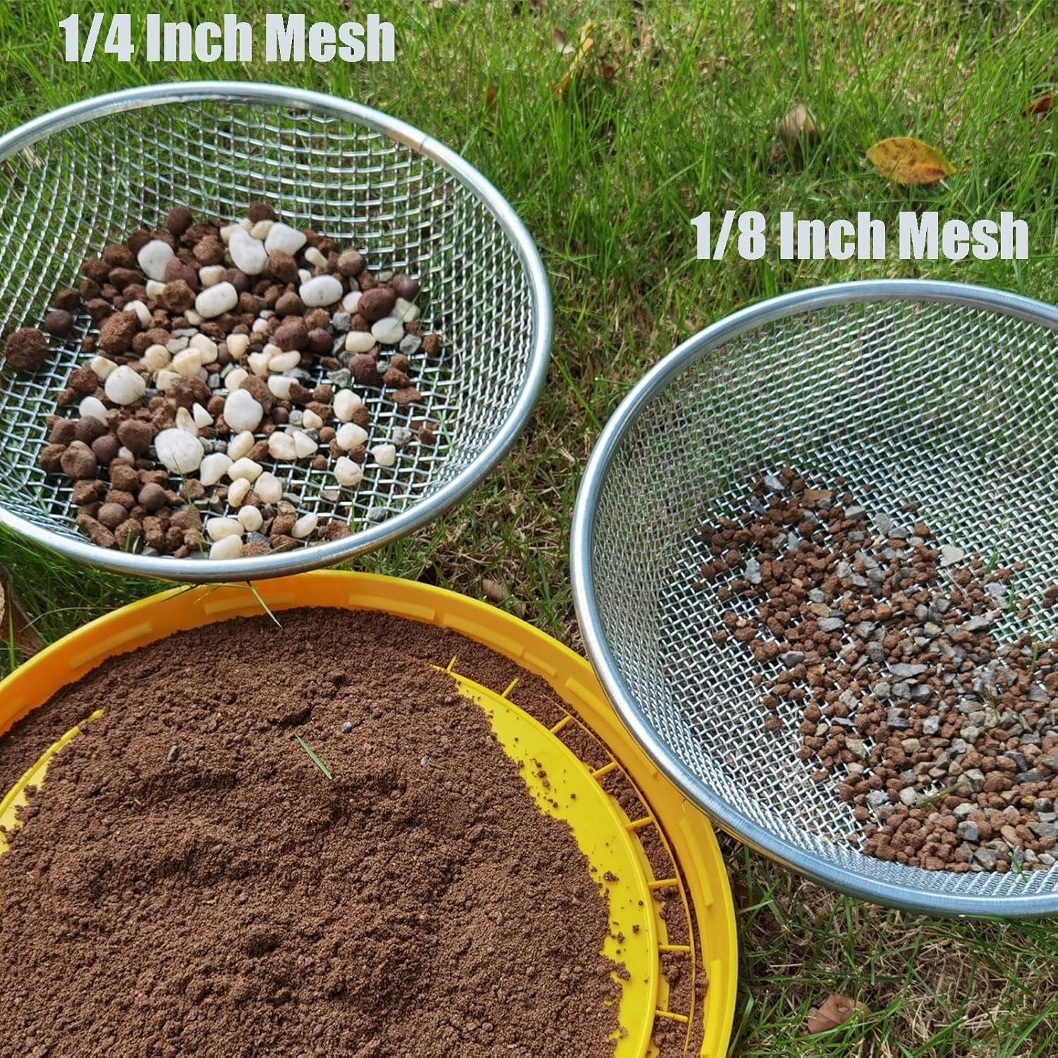 2PCS Sand Soil Compost Sifter Set for 5 Gallon Bucket