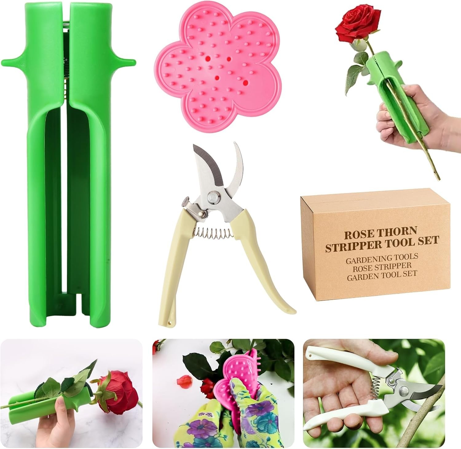Rose Thorn Stripper Tool, – 3-in-1 Professional Rose Dethorner, Florist Suppl…