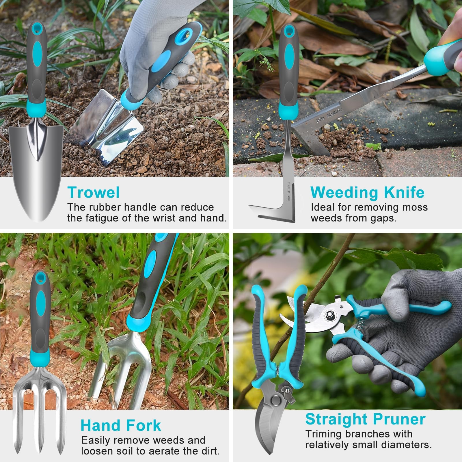 Gardening Tools Carsolt 10 Piece Heavy Duty Stainless Steel Garden Tools Set