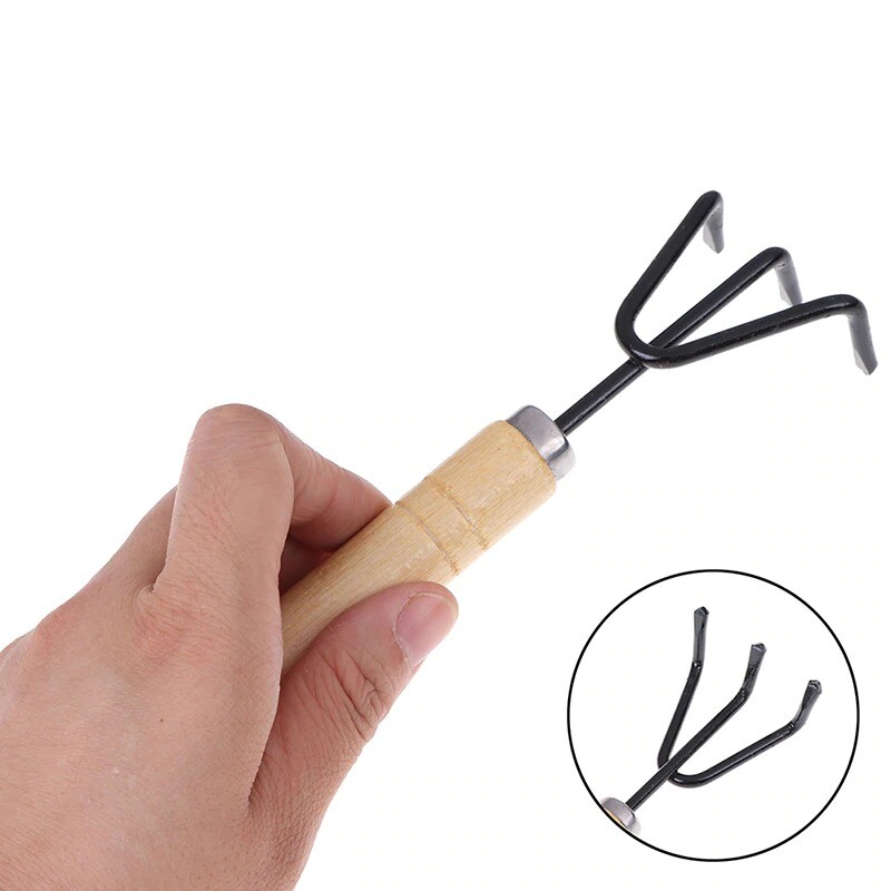 3pcs Mini Shovel Rake Spade Bonsai Planting Garden Outdoor Iron Hand Tool Set